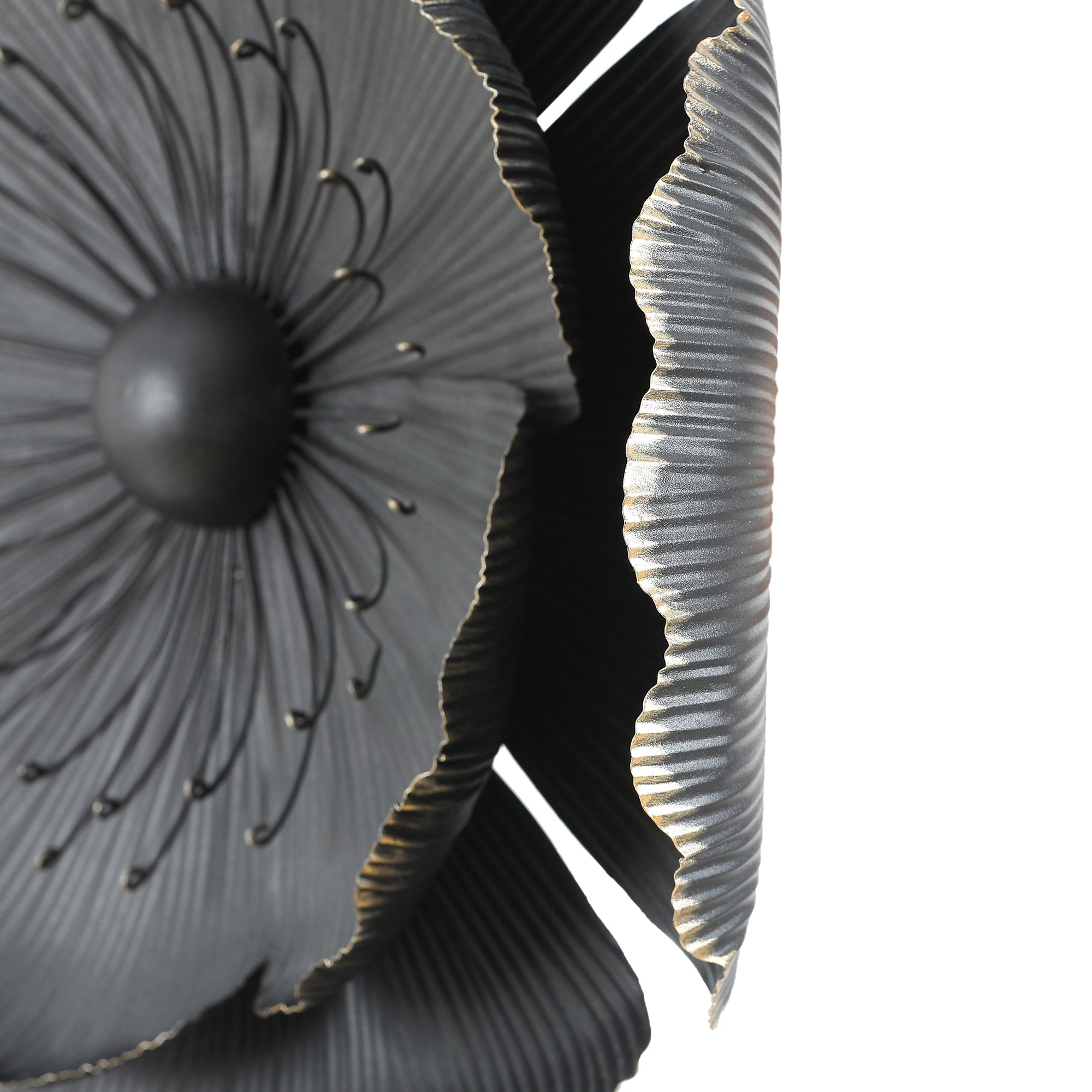 Black Multi-Size Metal Flowers Wall Decor (Set of 3)