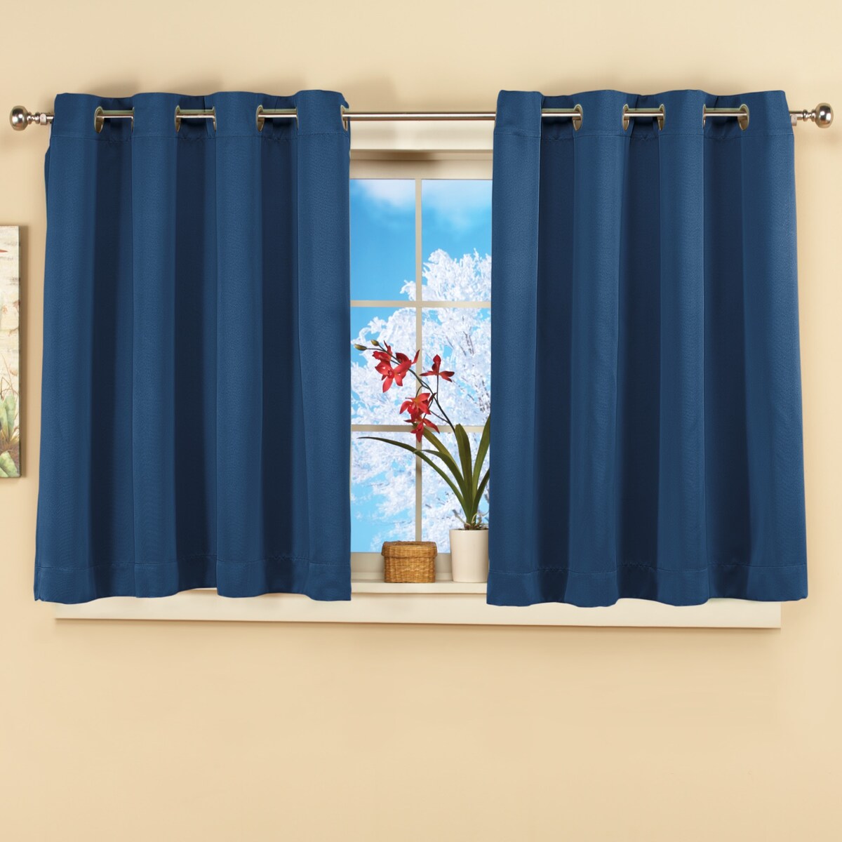 Short Blackout Window Curtain Panel with Easy Open-Close