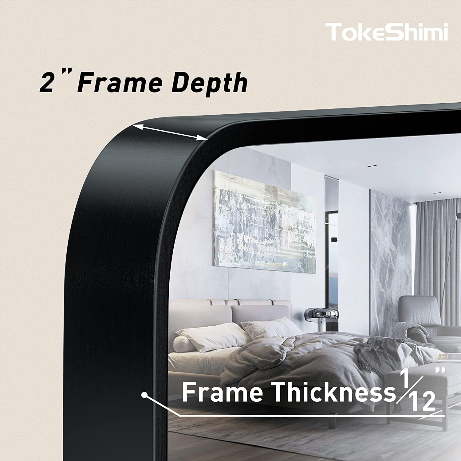 TokeShimi Modern Metal Frame Bathroom Vanity Wall Mirror