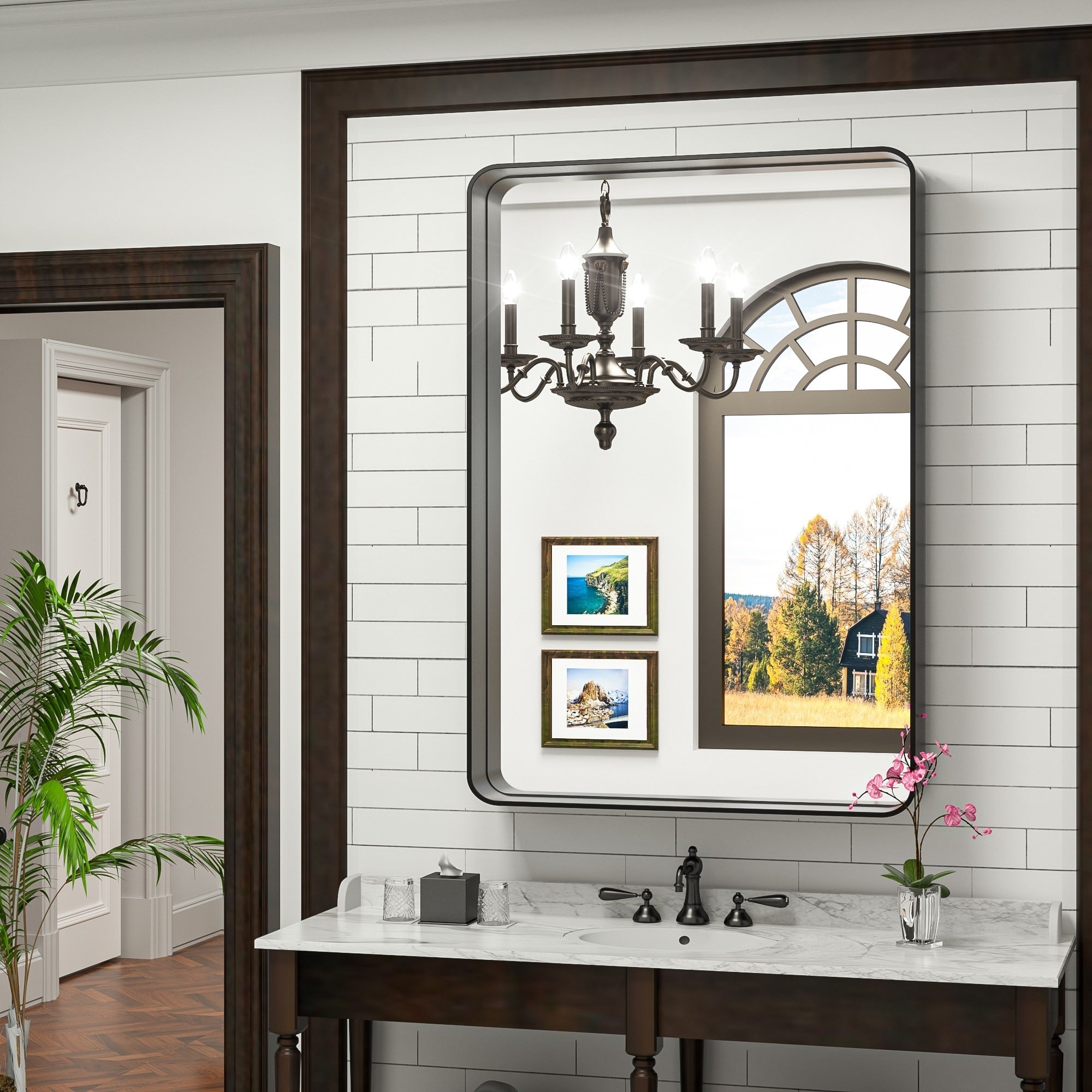 TokeShimi Modern Metal Frame Bathroom Vanity Wall Mirror