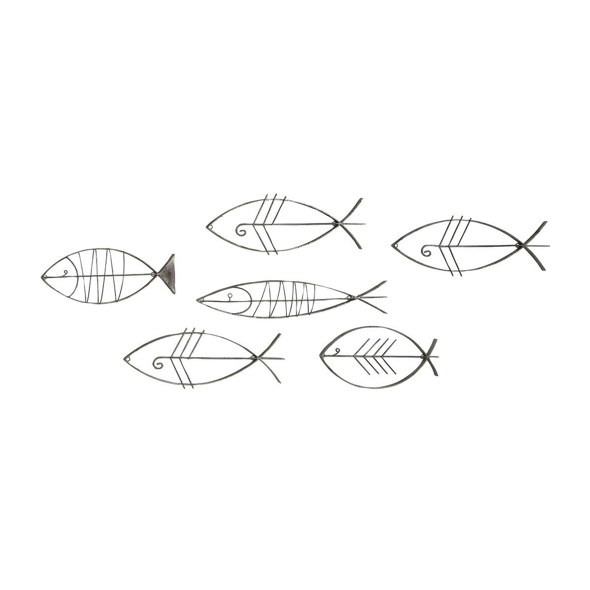 Metal Fish Indoor Outdoor Wire Home Wall Decor - Set of 6 Black - Roche River Decor