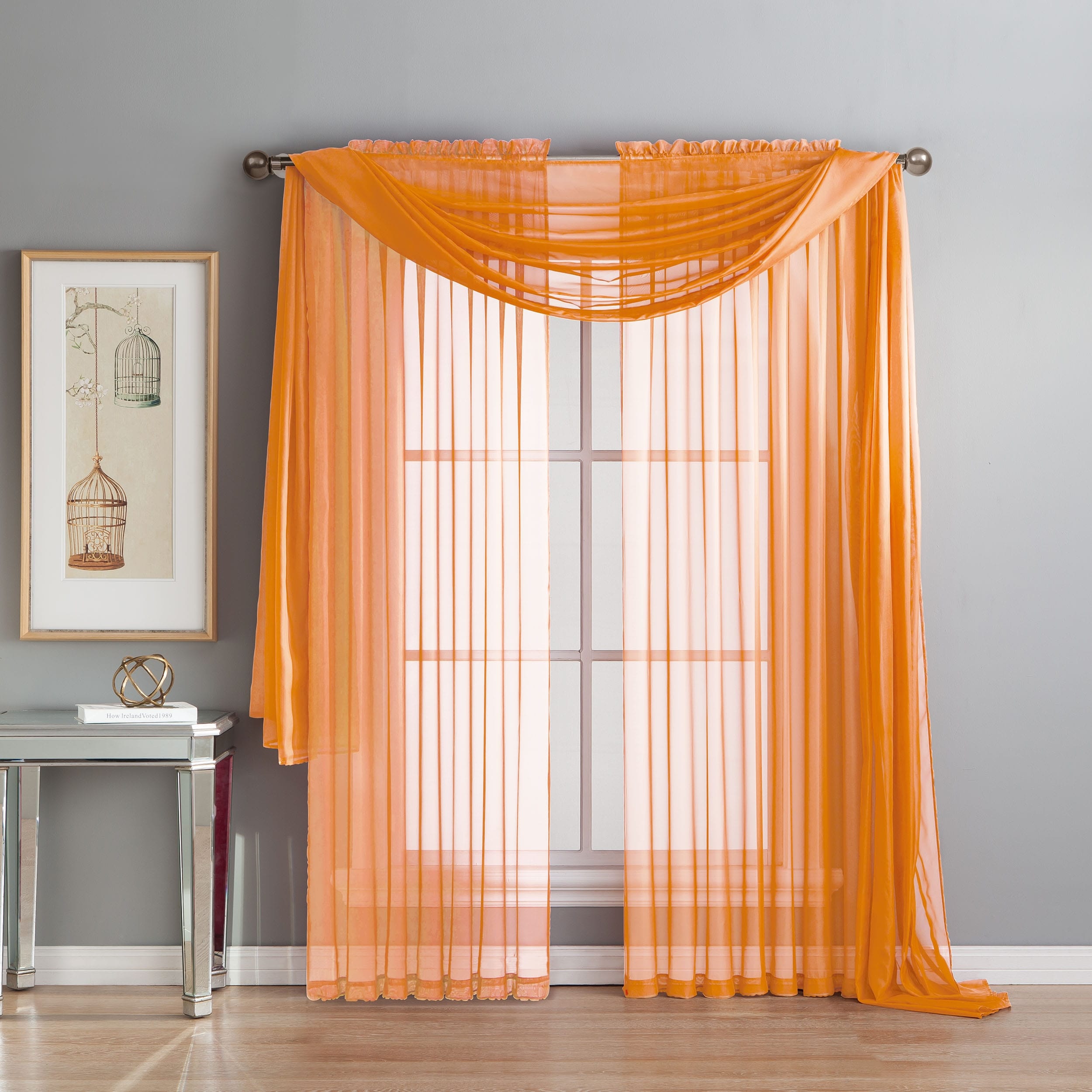 Window Elements Diamond Sheer Voile Extra Wide, 56 Inch Wide. Rod Pocket Curtain Panel