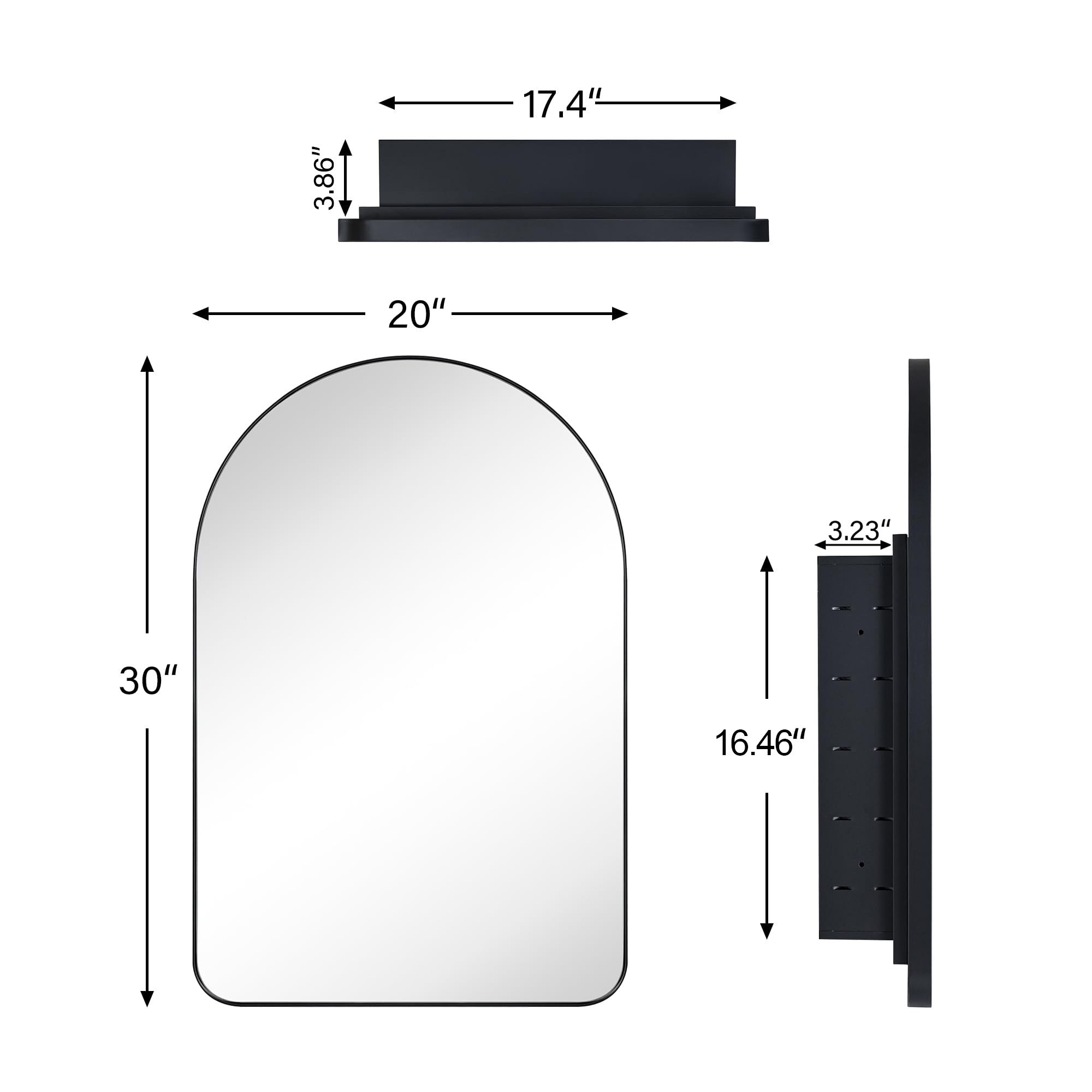 TEHOME Aristes Recessed Framed Medicine Cabinet with Mirror and Adjustable Shelves