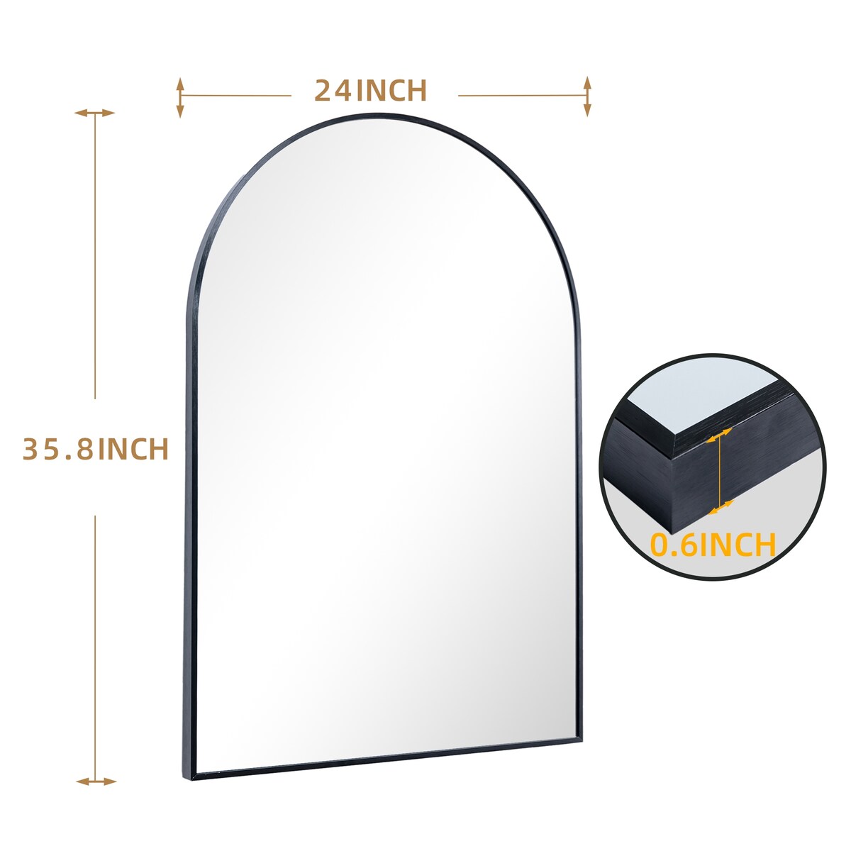 Set of 2 35.8x24 Inch Arch Wall Mirror,2 Pcs Bathroom Vanity Mirrors,Wall Mounted Mirrors for Bathroom,Entryway