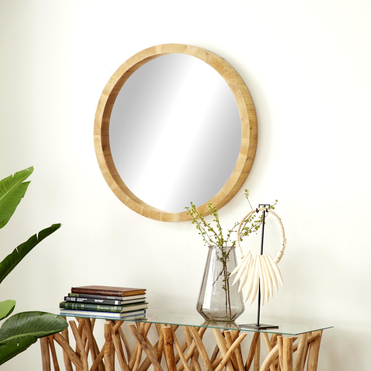 Wood Minimalistic Room Wall Mirror - Brown - Roche River Decor