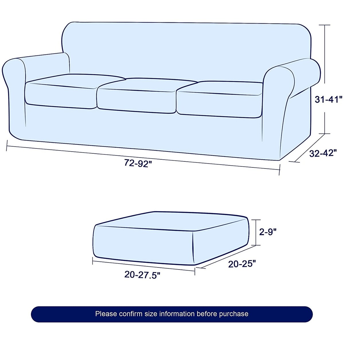 Subrtex Sofa Separate Cushion Soft Cover Slipcover Furniture Protector