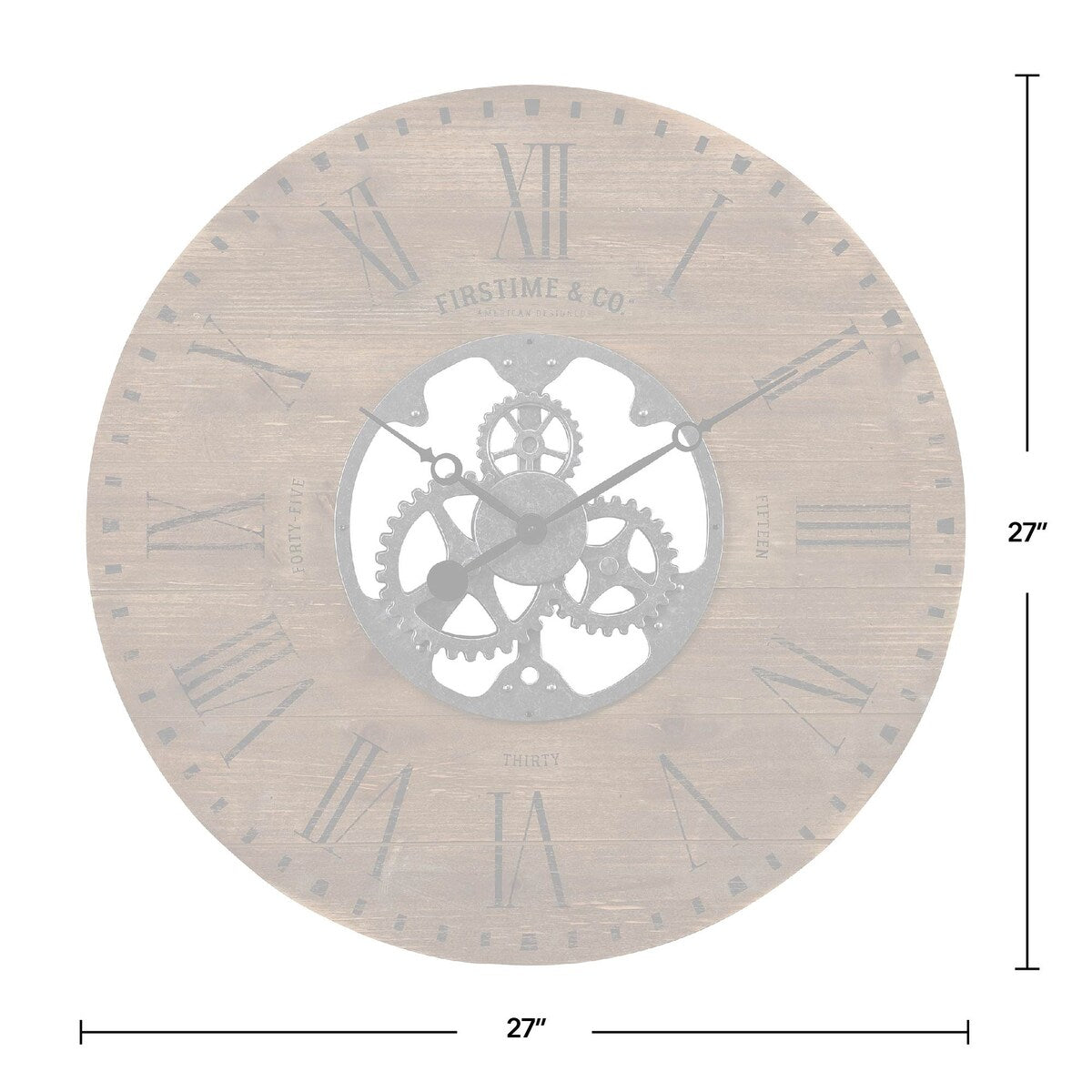 FirsTime & Co. Shiplap Steampunk Farmhouse Wall Clock