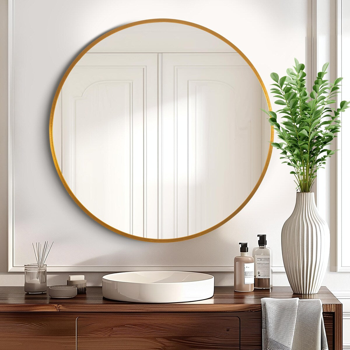 Round Mirror Wall Decor Round Mirror Bathroom Metal Frame