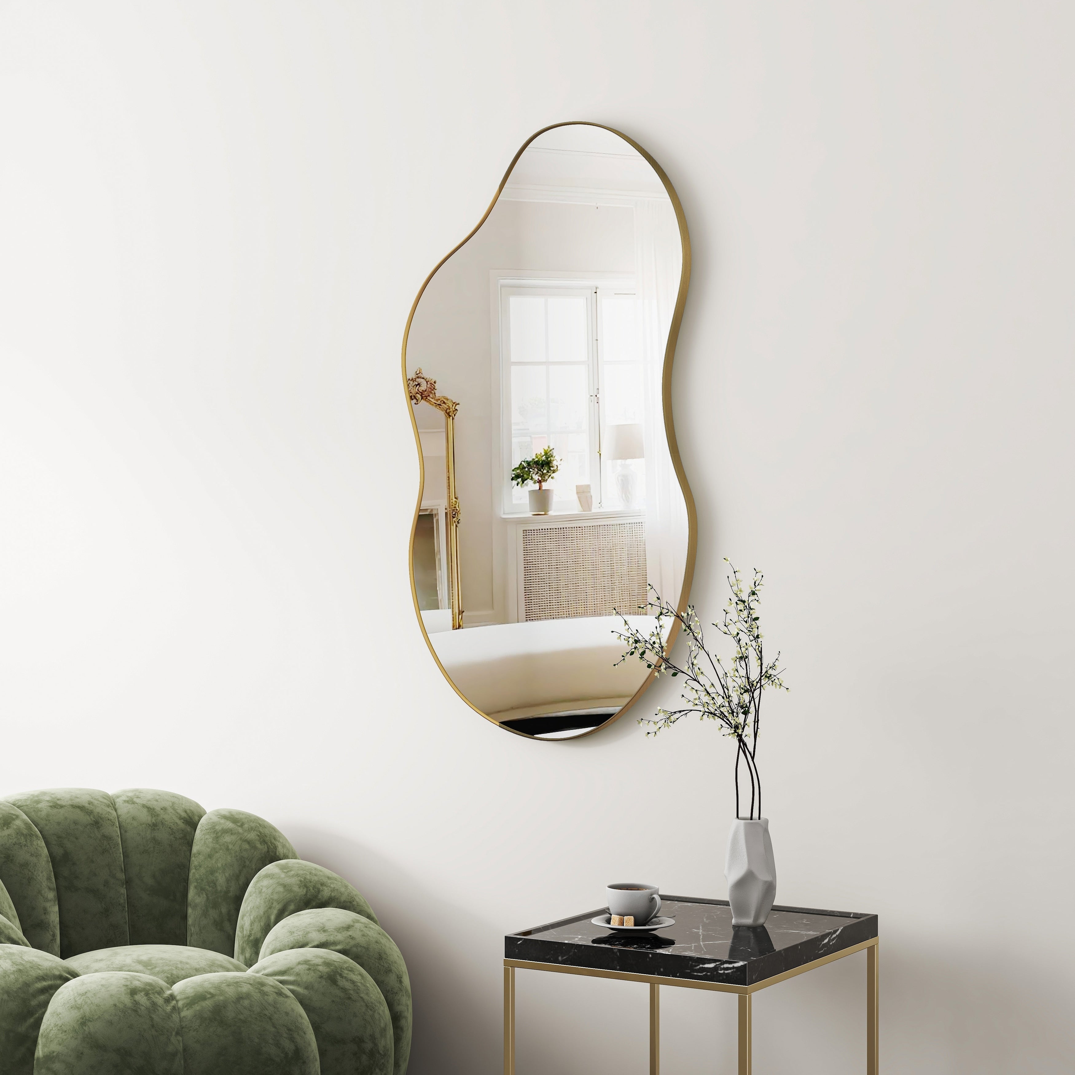 Asymmetrical Wavy Antique Accent Wall Mirror