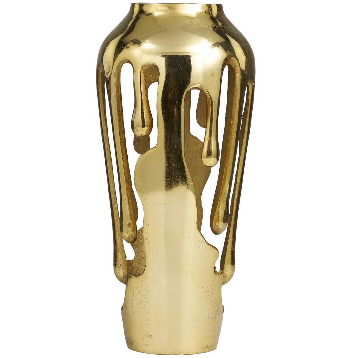 Aluminum Metal Drip Decorative Vase with Melting Designed Body - Silver, Gold or Black - Roche River Decor