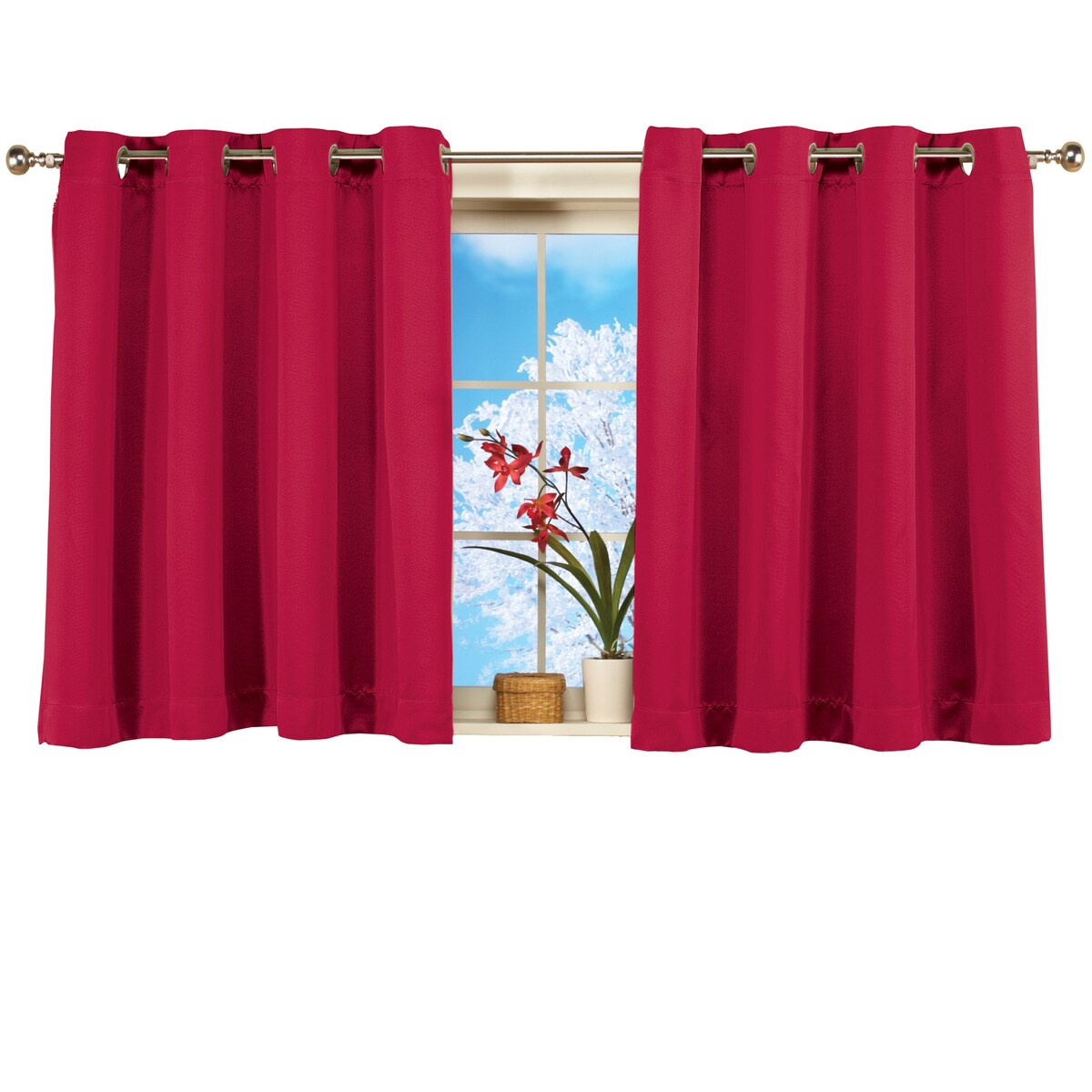 Short Blackout Window Curtain Panel with Easy Open-Close