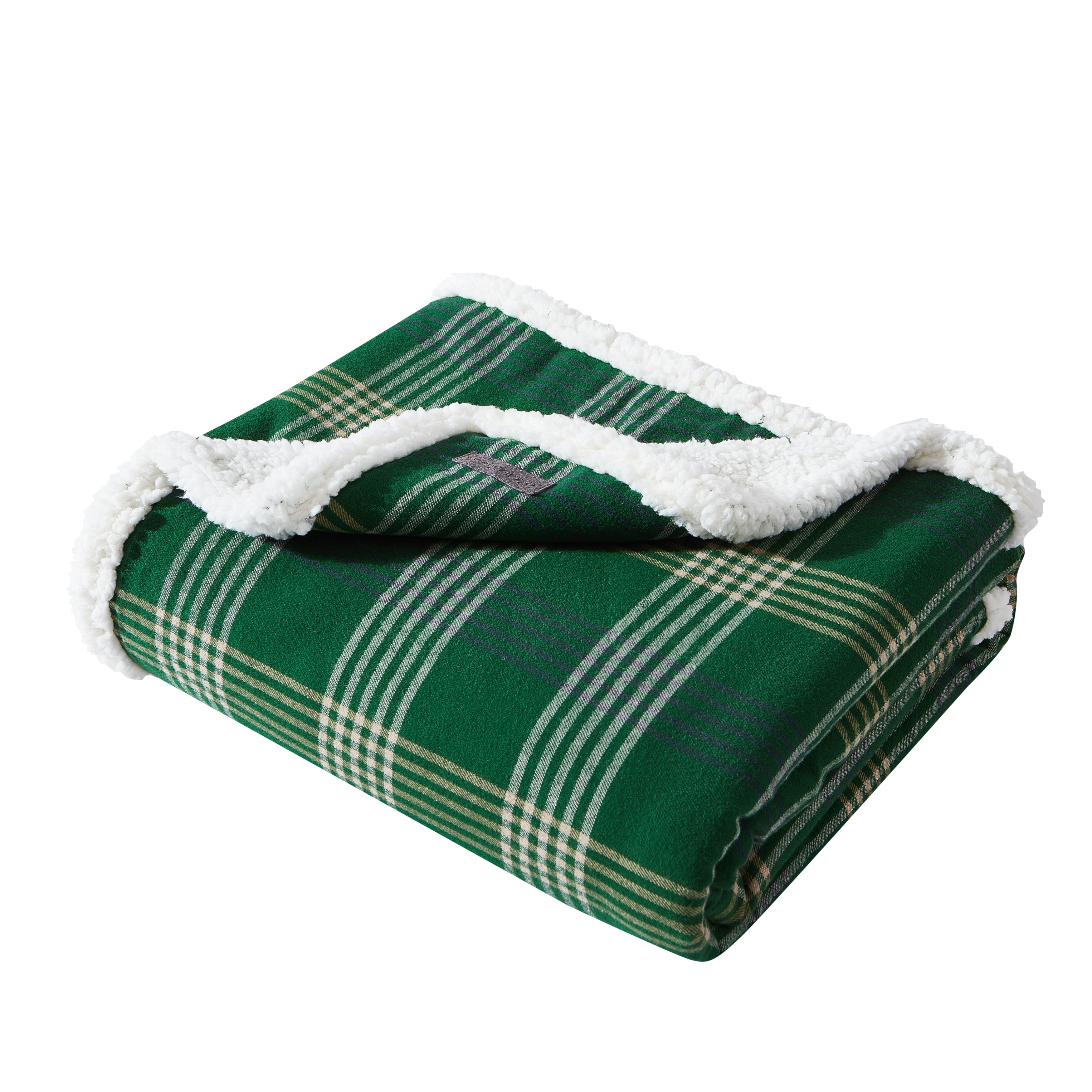 Eddie Bauer Cotton Flannel/Shearling Reverse Throw Blanket