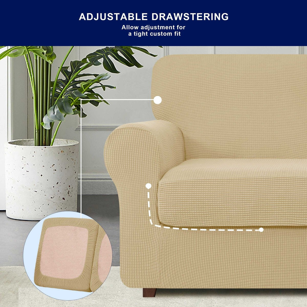 Subrtex 3-Piece Stretch Armchair Slipcover Sets with 1 Backrest Cushion Covers and 1 Seat Cushion Covers