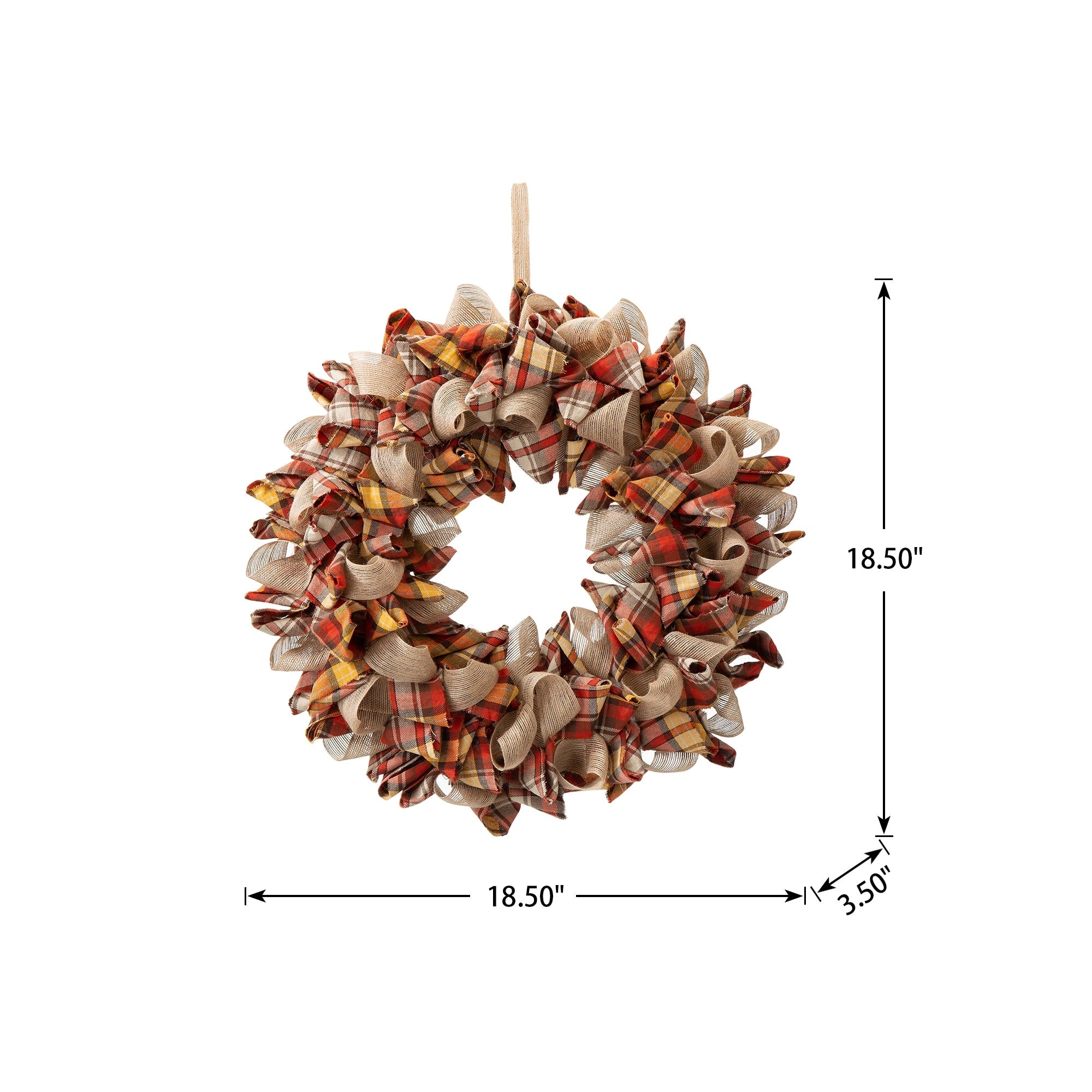 Glitzhome Fall Fabric Plaid Wreath or Garland Thanksgiving Party Decor