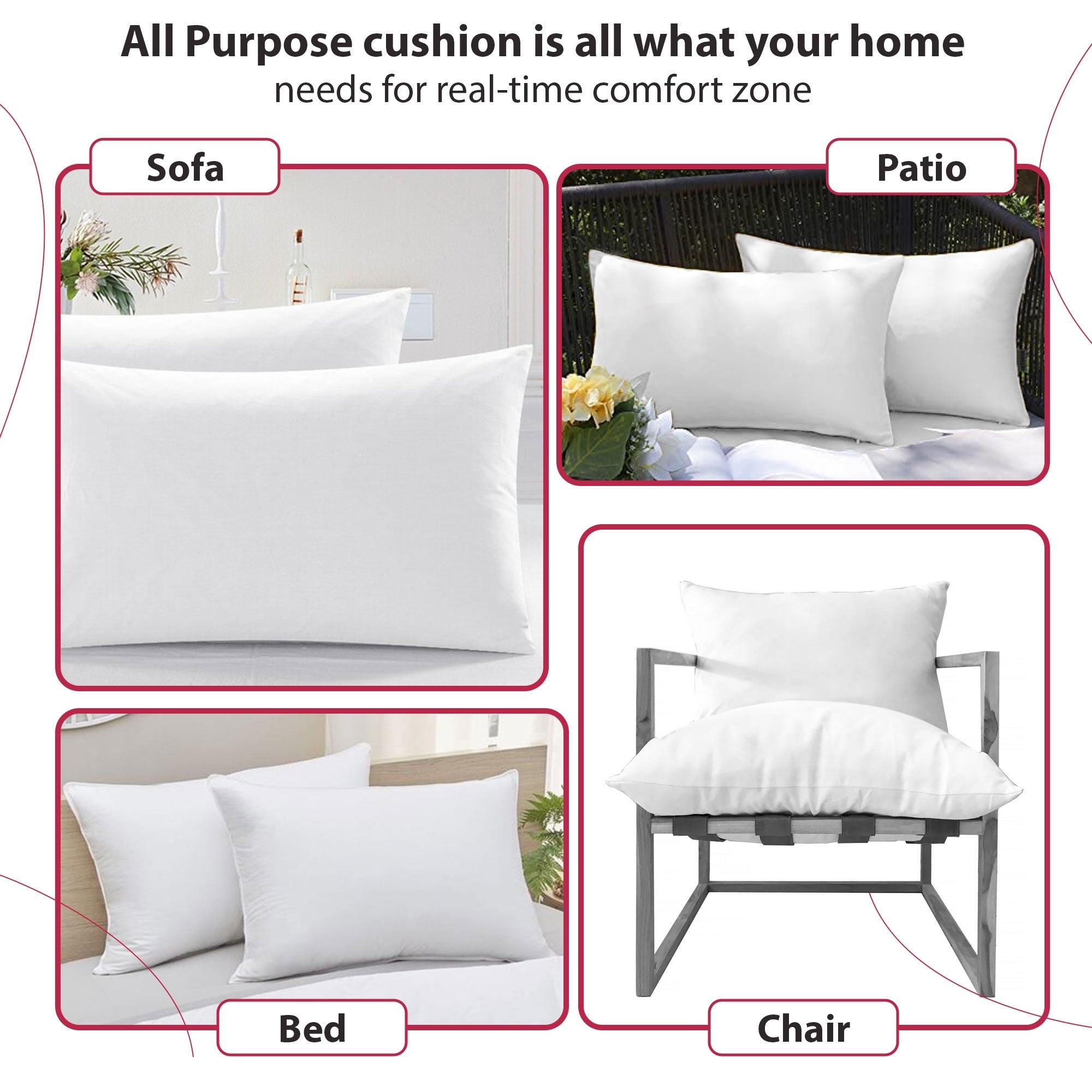 Throw Pillows Set of 4 Pillow Insert for Couch & Bed Soft Cushions