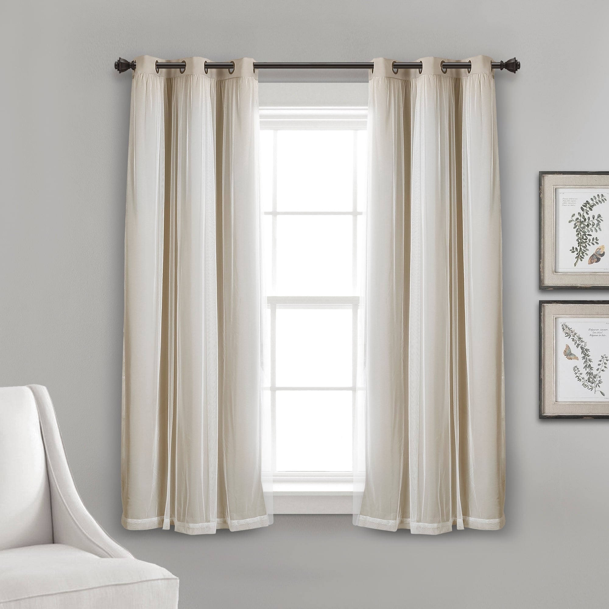 Lush Decor Grommet Sheer Panel Pair with Insulated Blackout Lining