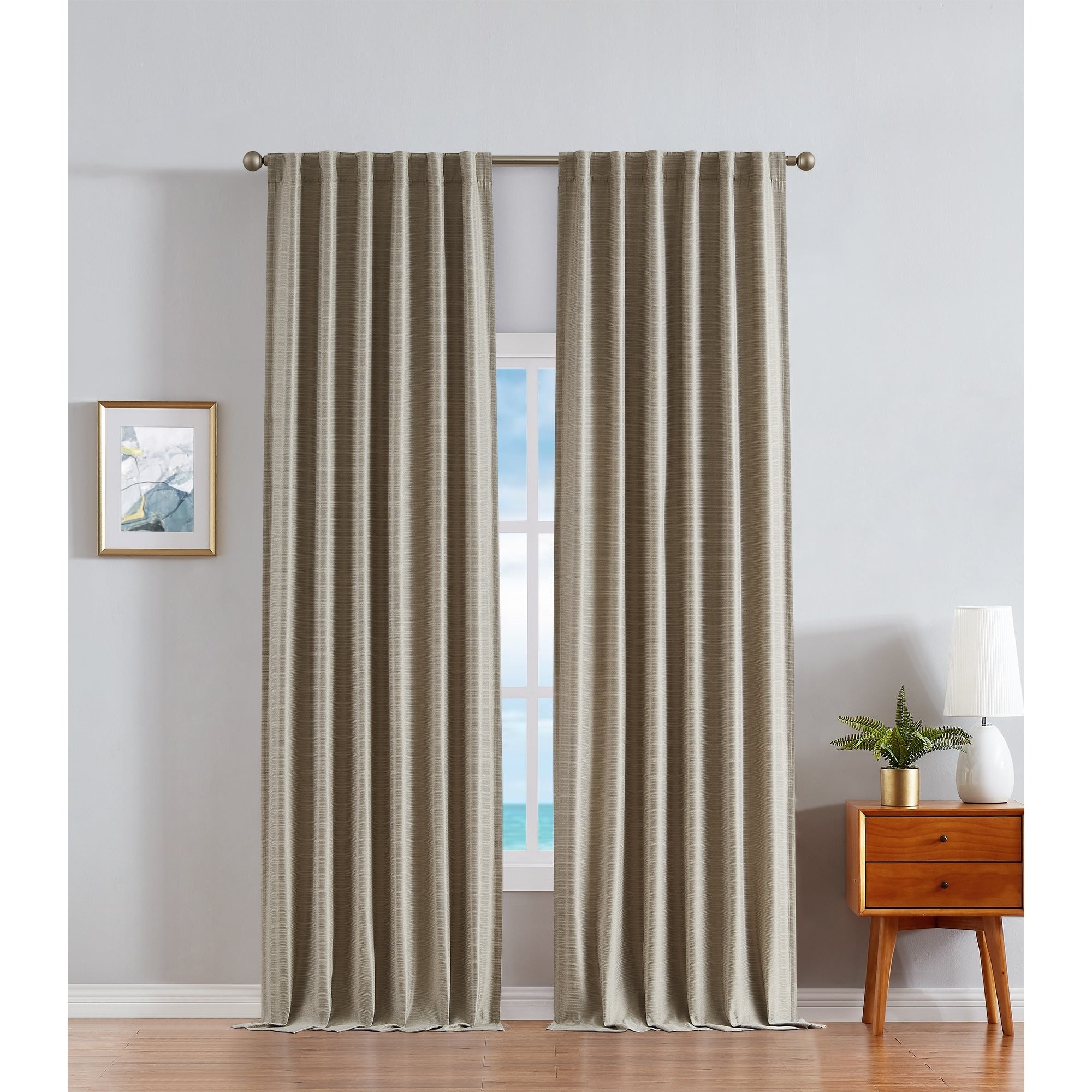 Nautica Robin Thermal Woven Room Darkening Back Tab Window Curtain Panel Pair