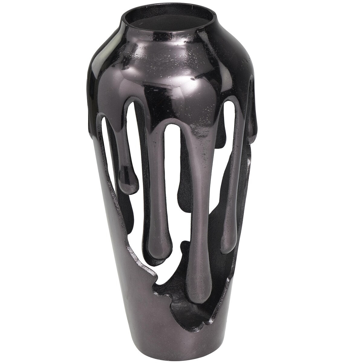 Aluminum Metal Drip Decorative Vase with Melting Designed Body - Silver, Gold or Black - Roche River Decor