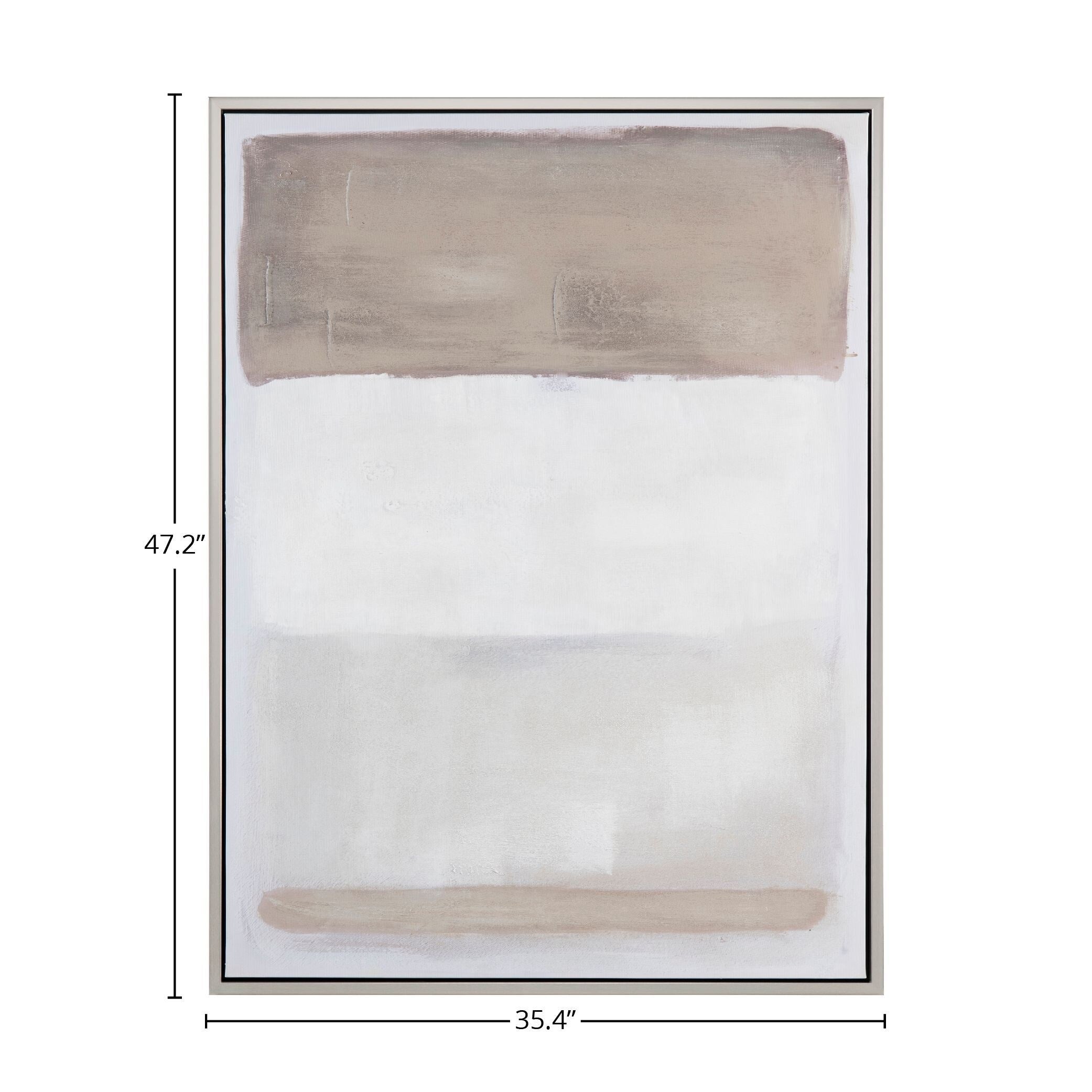 Tan Lines Canvas Wall Art with Silver Frame - Brown