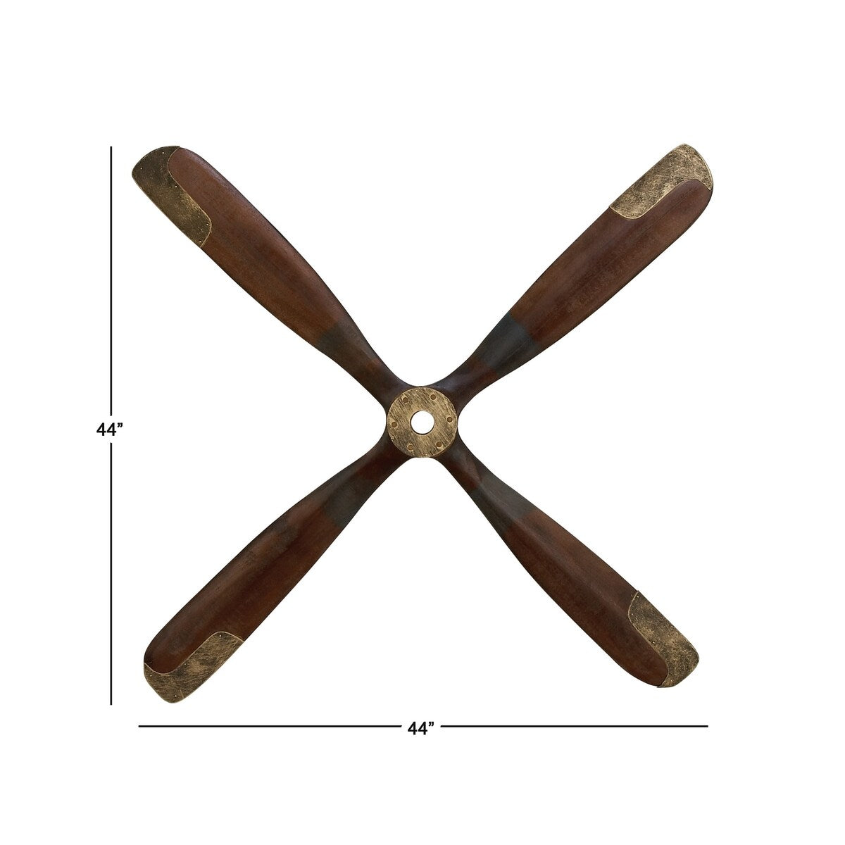 Wood Airplane Propeller 4 Blade Home Wall Decor with Aviation Detailing - Brown - Roche River Decor