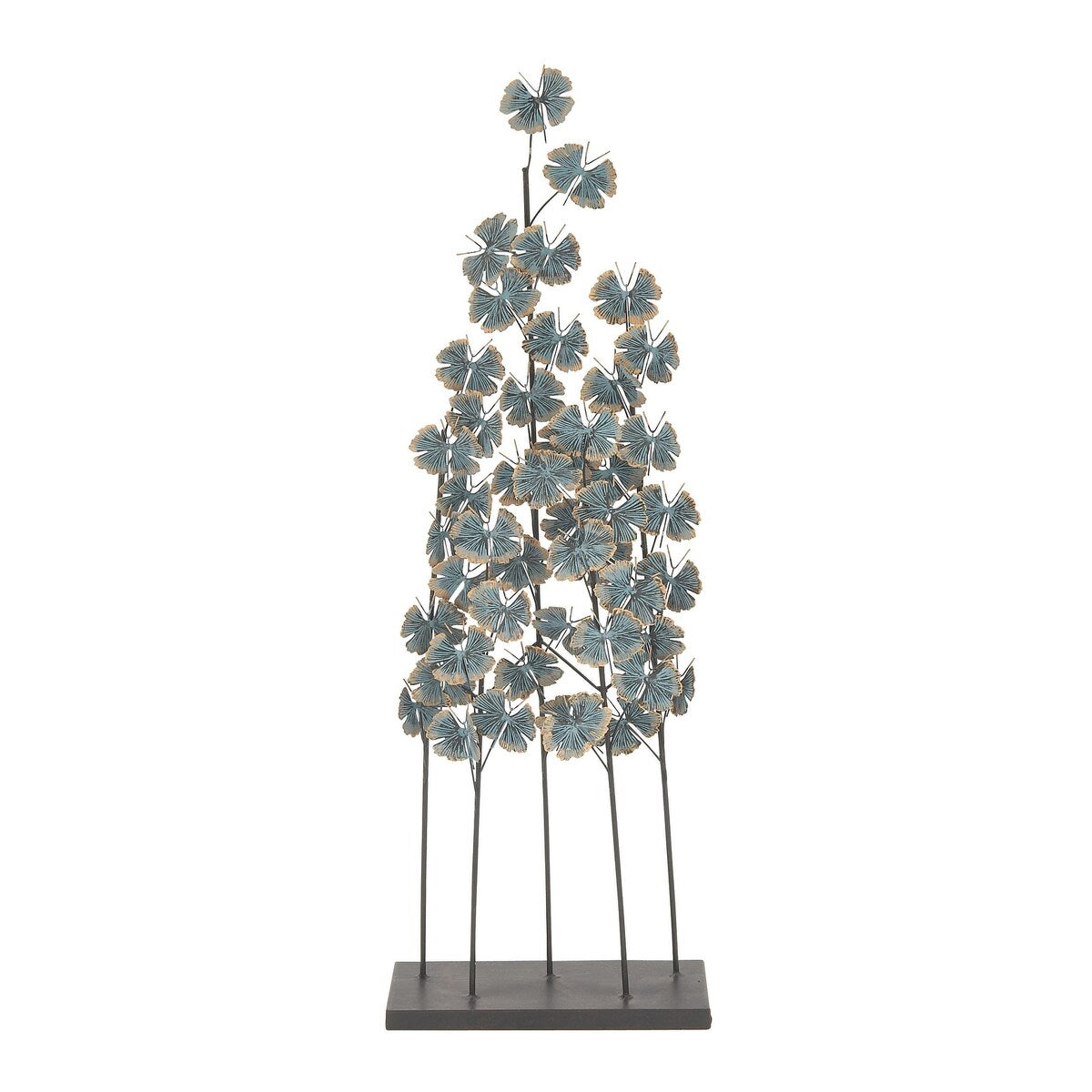 Metal Leaf Decorative Sculpture with Gold Accents - Teal - Roche River Decor