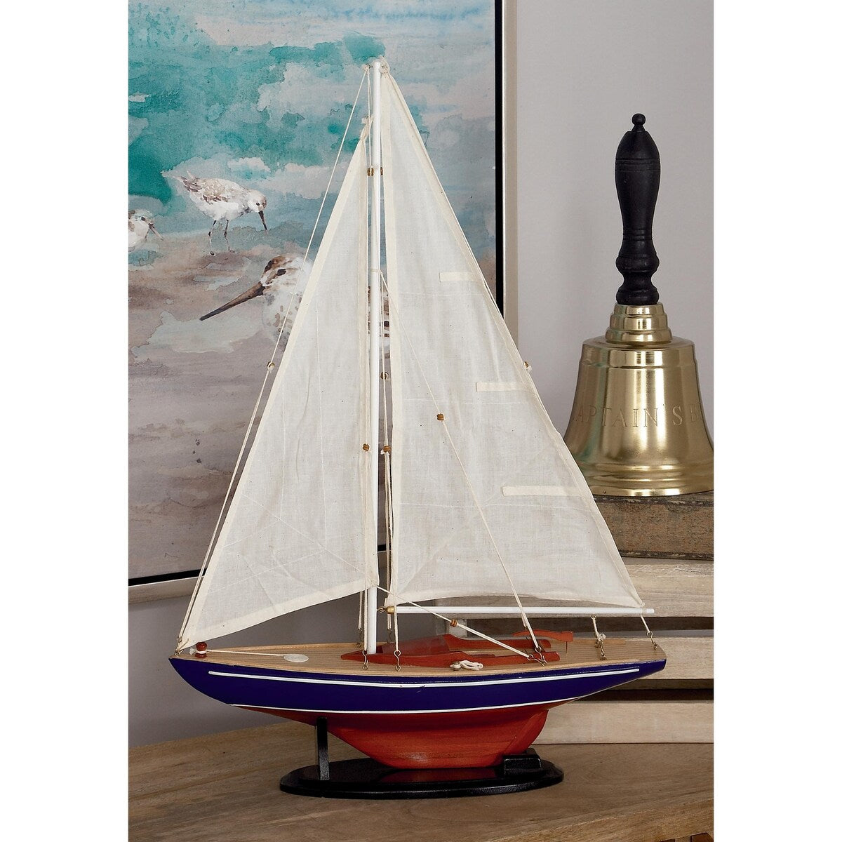 Wood Sail Boat Decorative Sculpture with Lifelike Rigging - Dark Brown - Roche River Decor