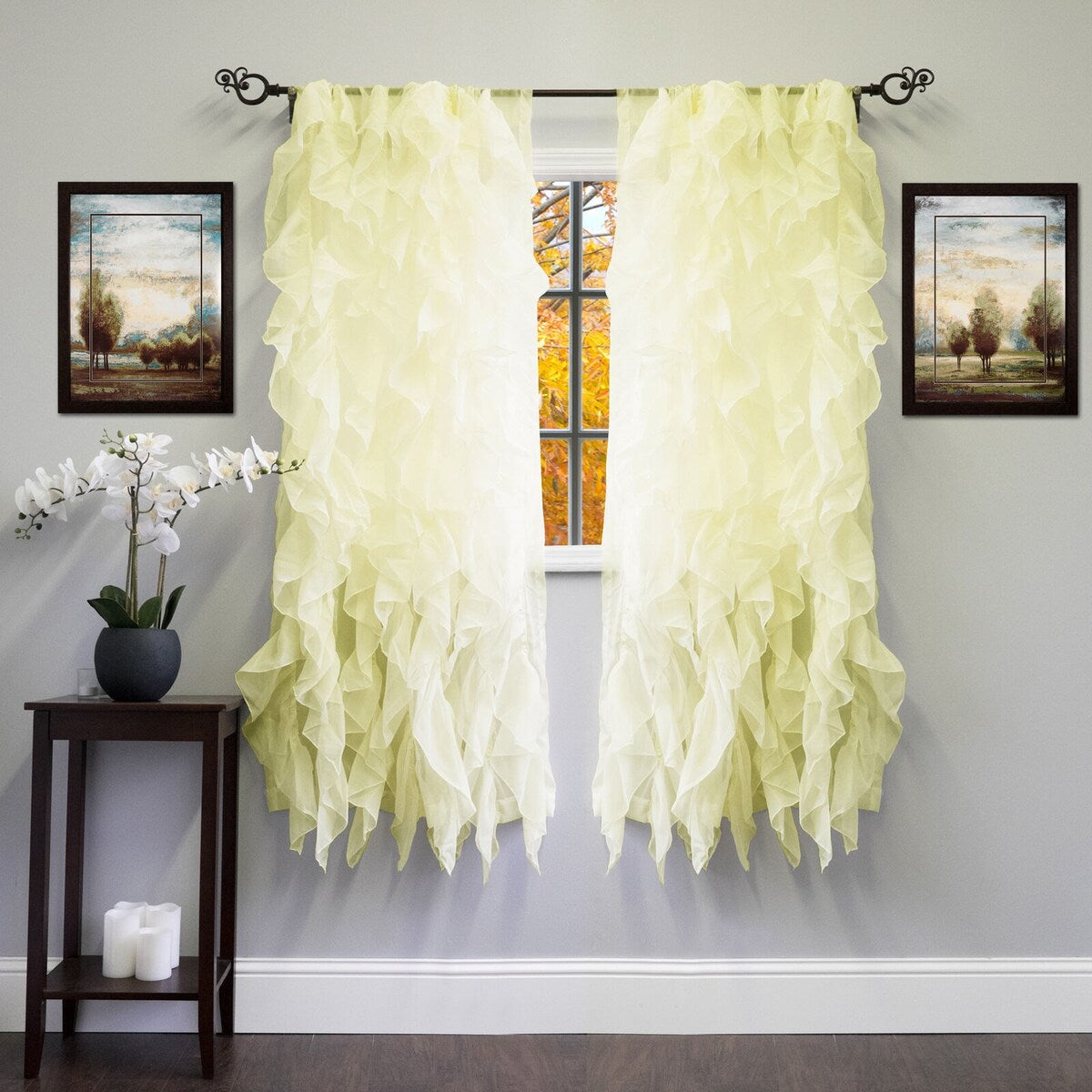 Chic Sheer Voile Vertical Ruffled Window Curtain