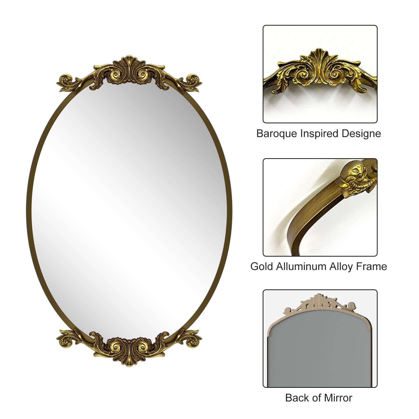 Apmir Oval Vintage Ornate Baroque Wall Mirror