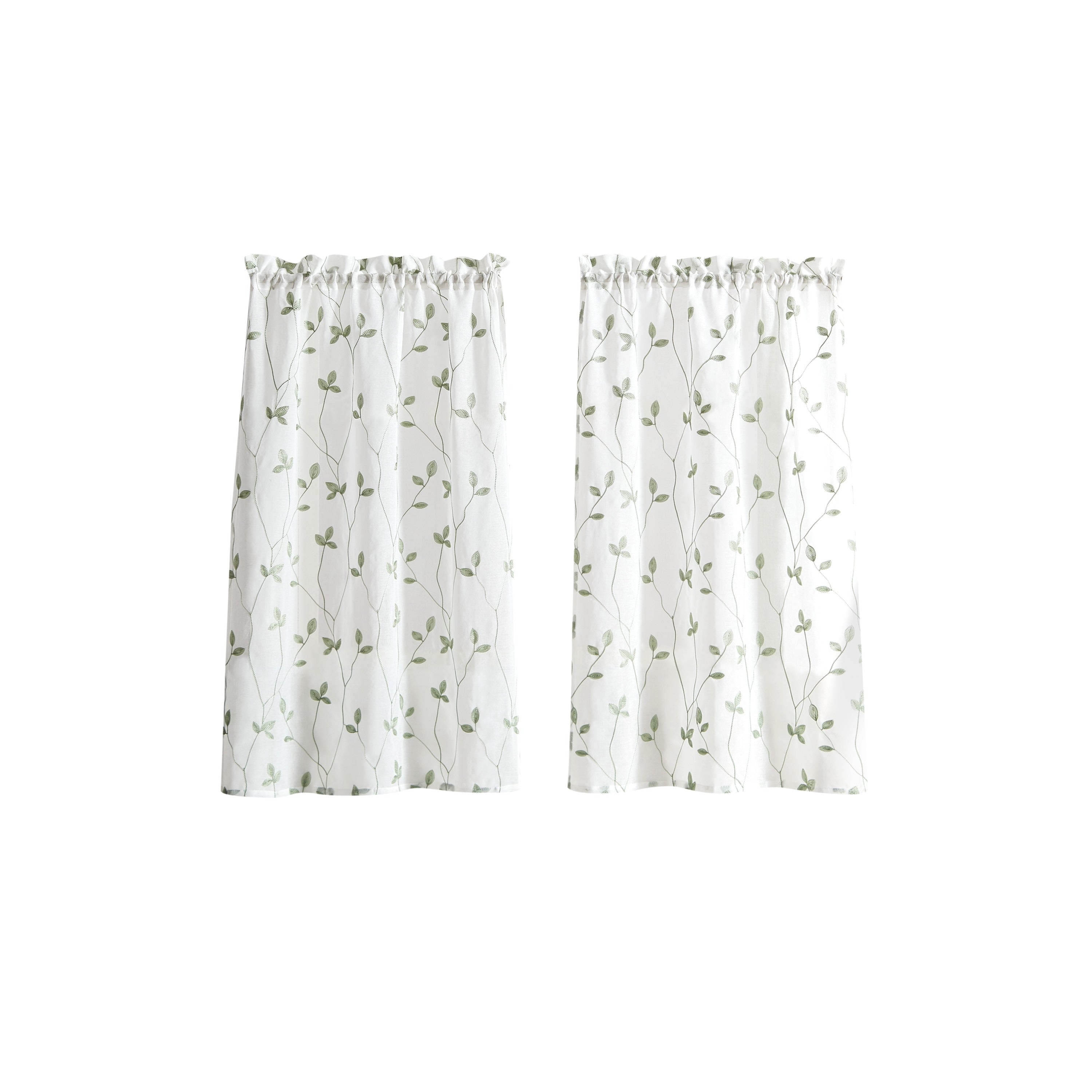 Curtainworks Botanical Embroidery Valance and Tier Pair Curtain Collection