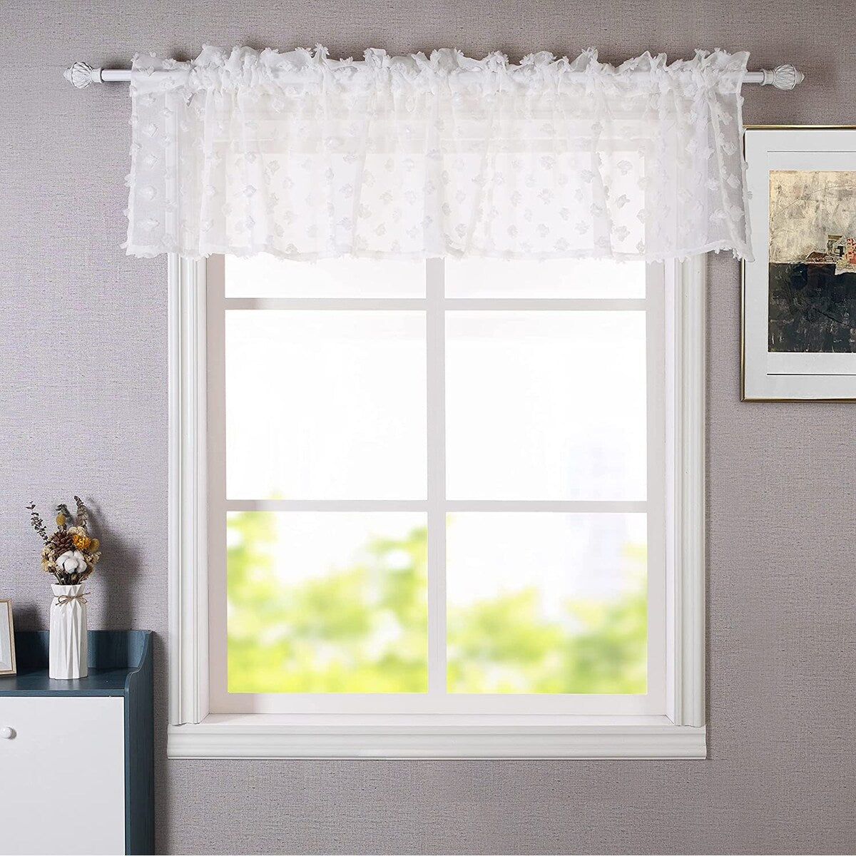 DriftAway Olivia White Voile Chiffon Sheer Window Curtain Valance