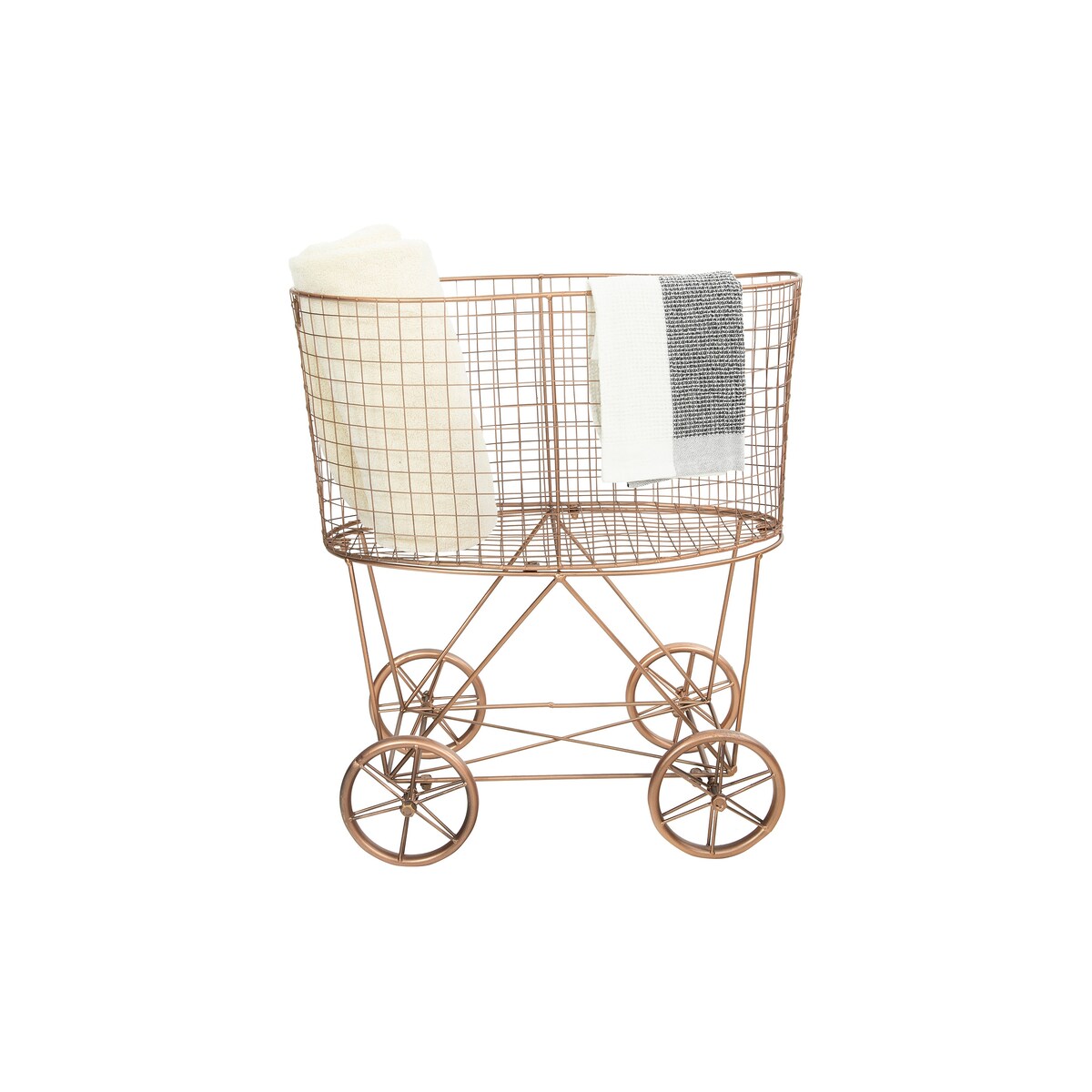 Metal Rolling Laundry Cart with Rack