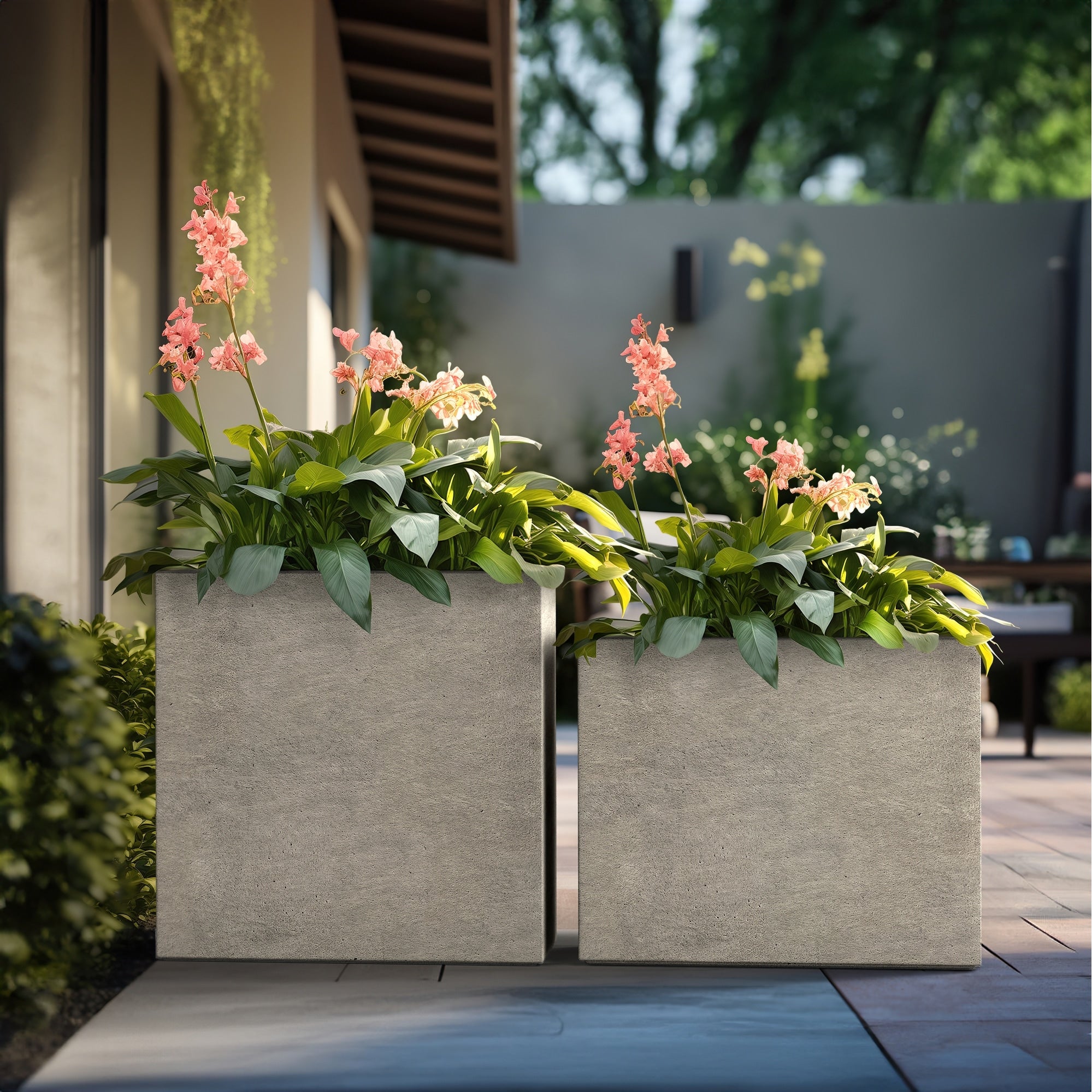 Tall Concrete Rectangle Plant Boxes / Large Indoor and Outdoor Flower Planters