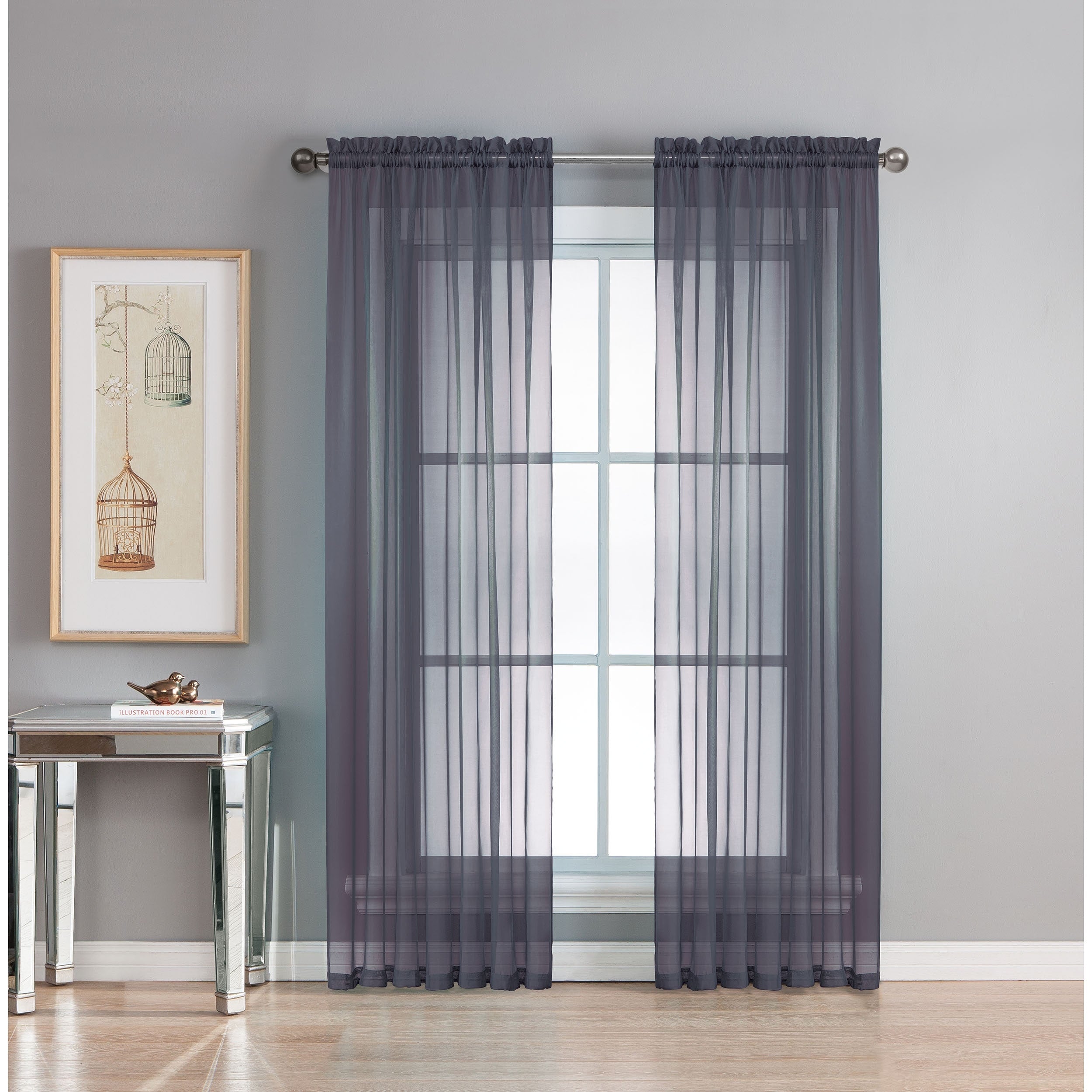 Window Elements Diamond Sheer Voile Extra Wide, 56 Inch Wide. Rod Pocket Curtain Panel