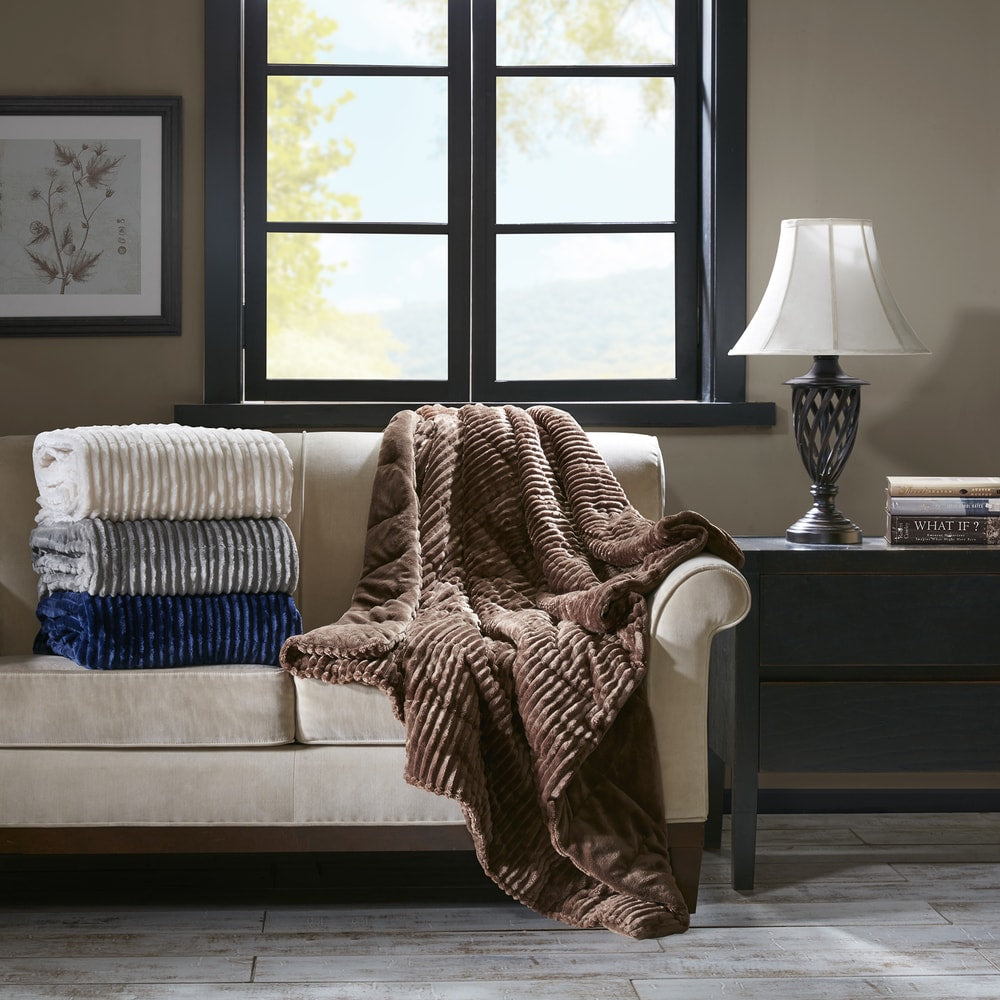 Madison Park Parker Oversized Plush Down Alternative Filled Throw