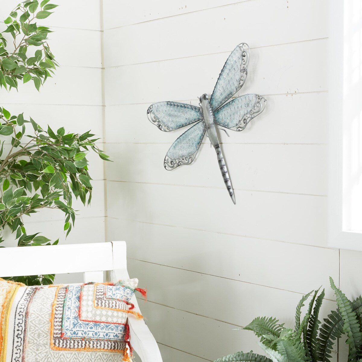 Metal Dragonfly Indoor Outdoor Home Wall Decor - Blue - Roche River Decor