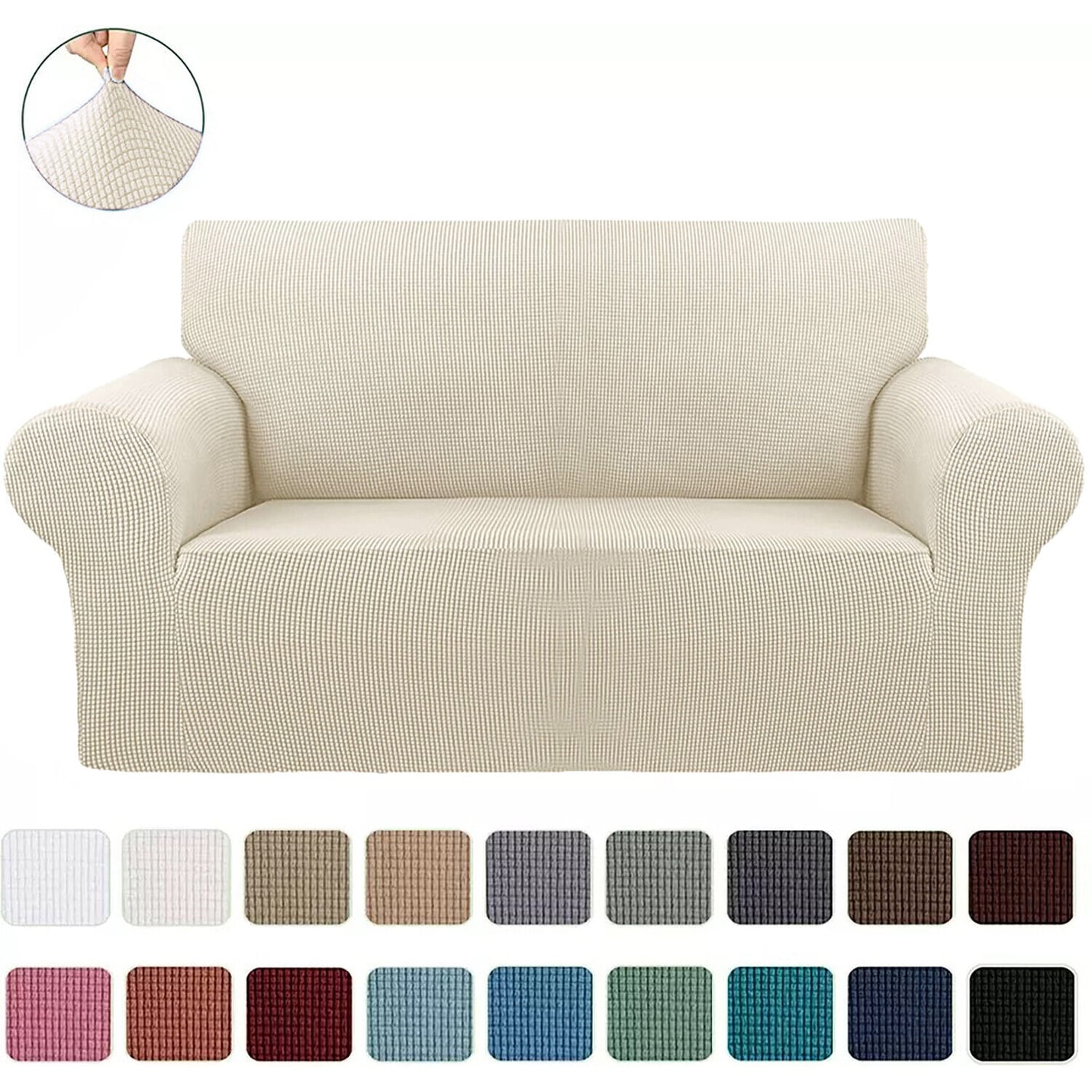 2-Piece Set Slipcover Sofa & Loveseat Cover Protector 4-Way Stretch Elastic - 96 x 74