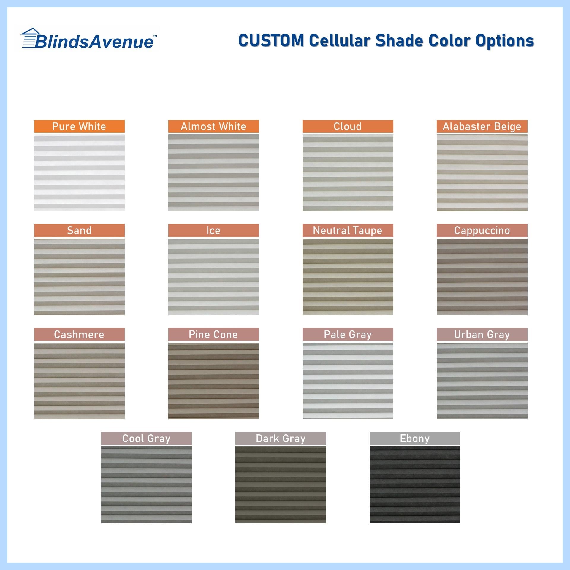 BlindsAvenue Custom 3/4 Pleat, Cordless Cellular Shades, Color Alabaster Beige, Blackout Fabric