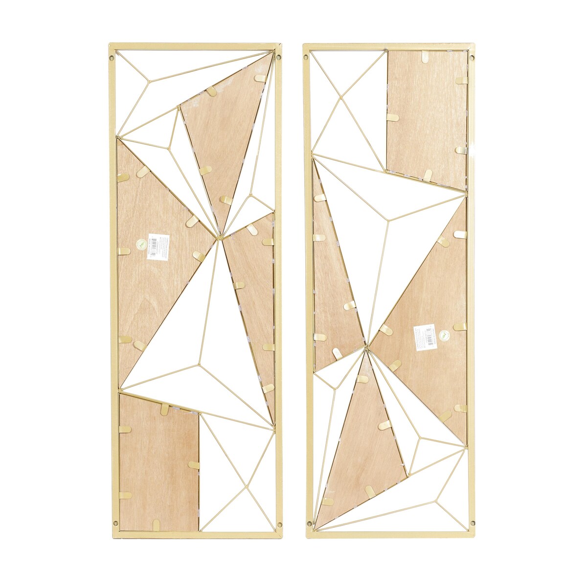 Metal Geometric Home Wall Decor with Black and Gold Accents - Set of 2 Brown - CosmoLiving by Cosmopolitan