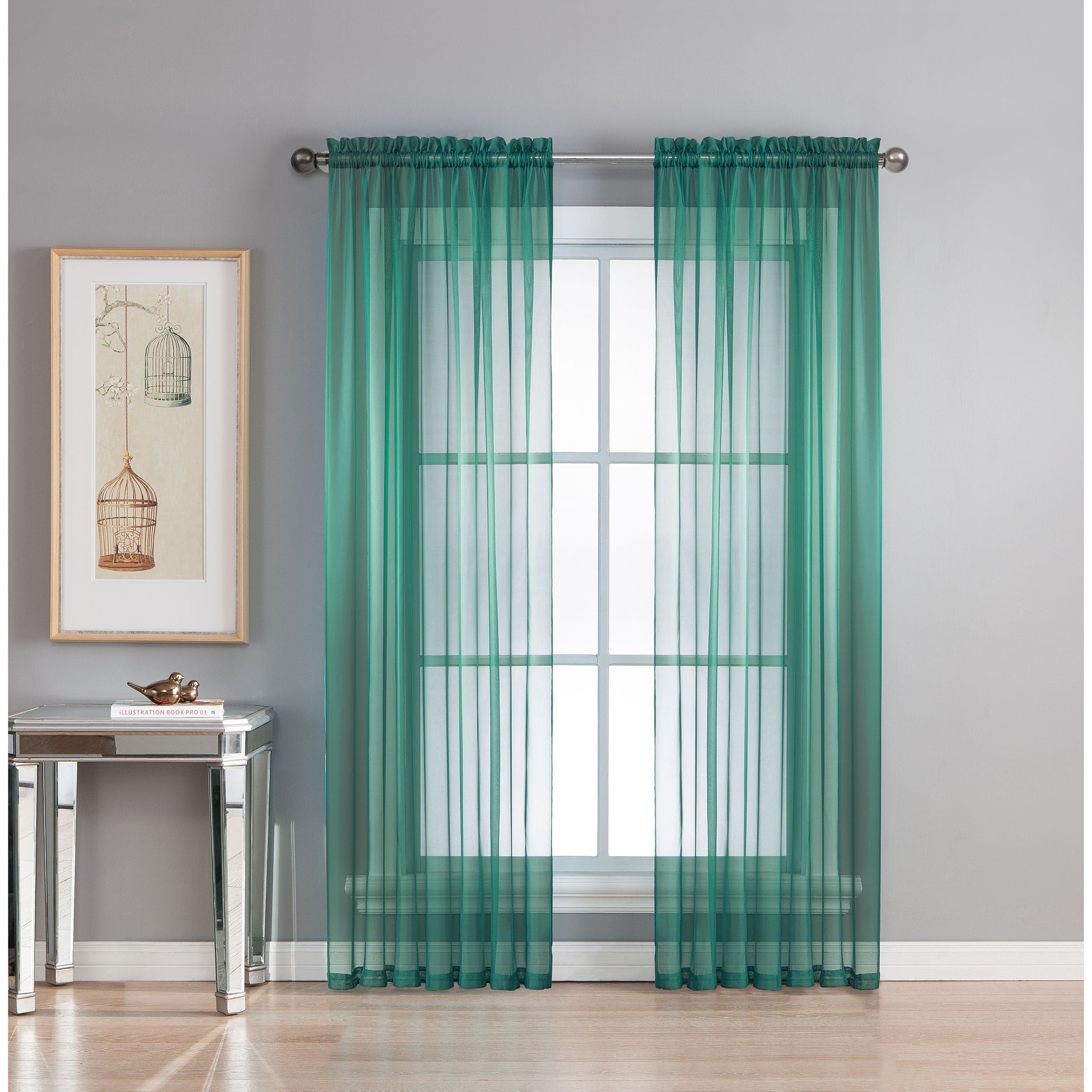 Window Elements Diamond Sheer Voile Extra Wide, 56 Inch Wide. Rod Pocket Curtain Panel