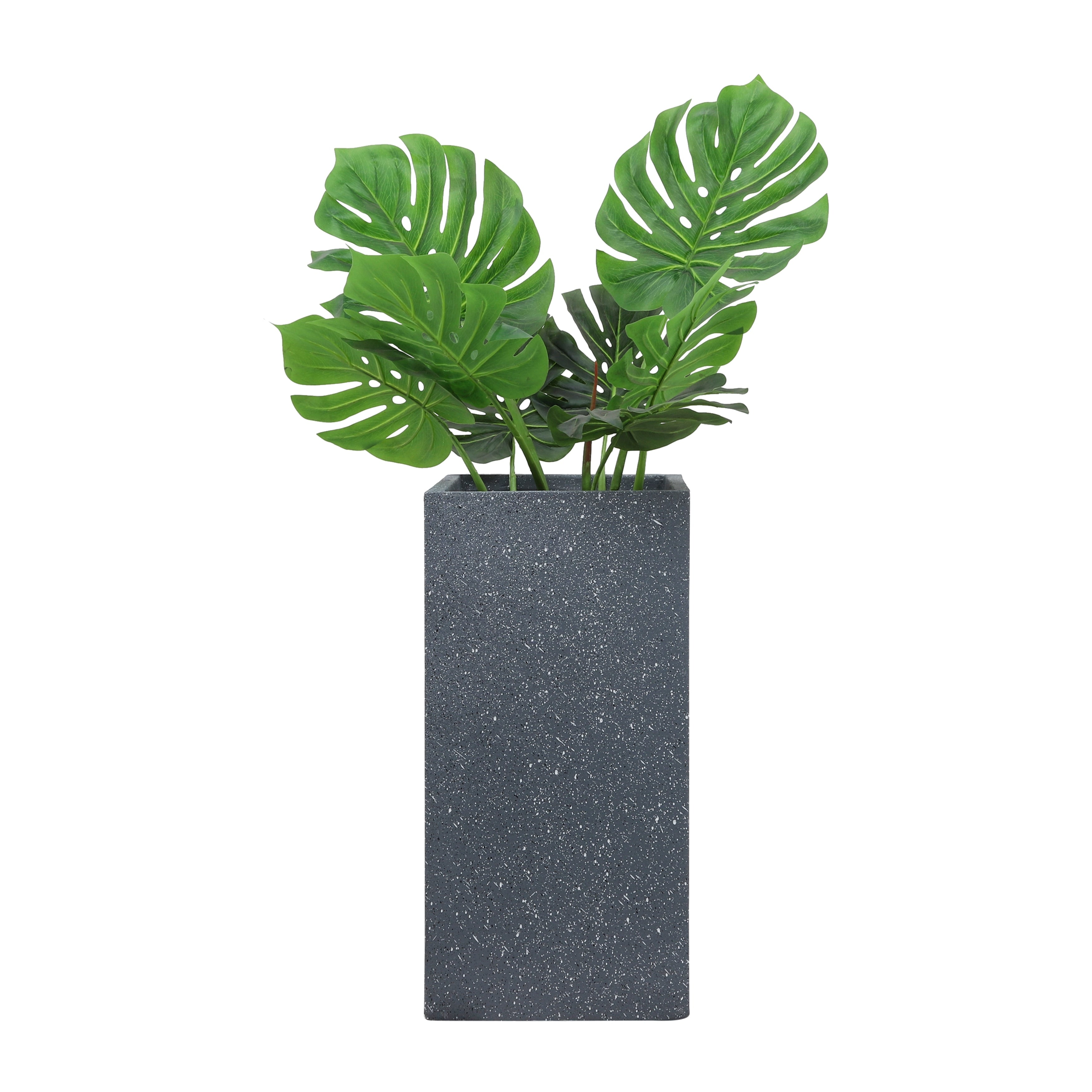 Dark Gray Resin Square Nested Planters, Set of Two, 11Lx11W 22H/13Lx11W28H, Stylish Indoor and Outdoor Plant Pots,