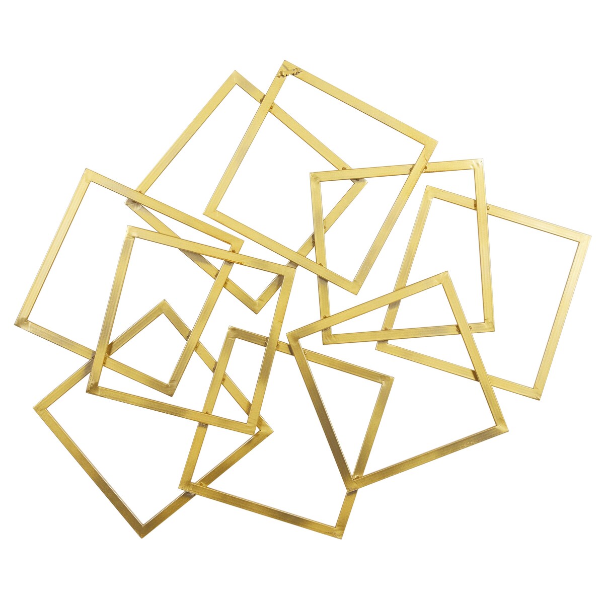 Metal Geometric Overlapping Square Home Wall Decor - Gold - CosmoLiving by Cosmopolitan