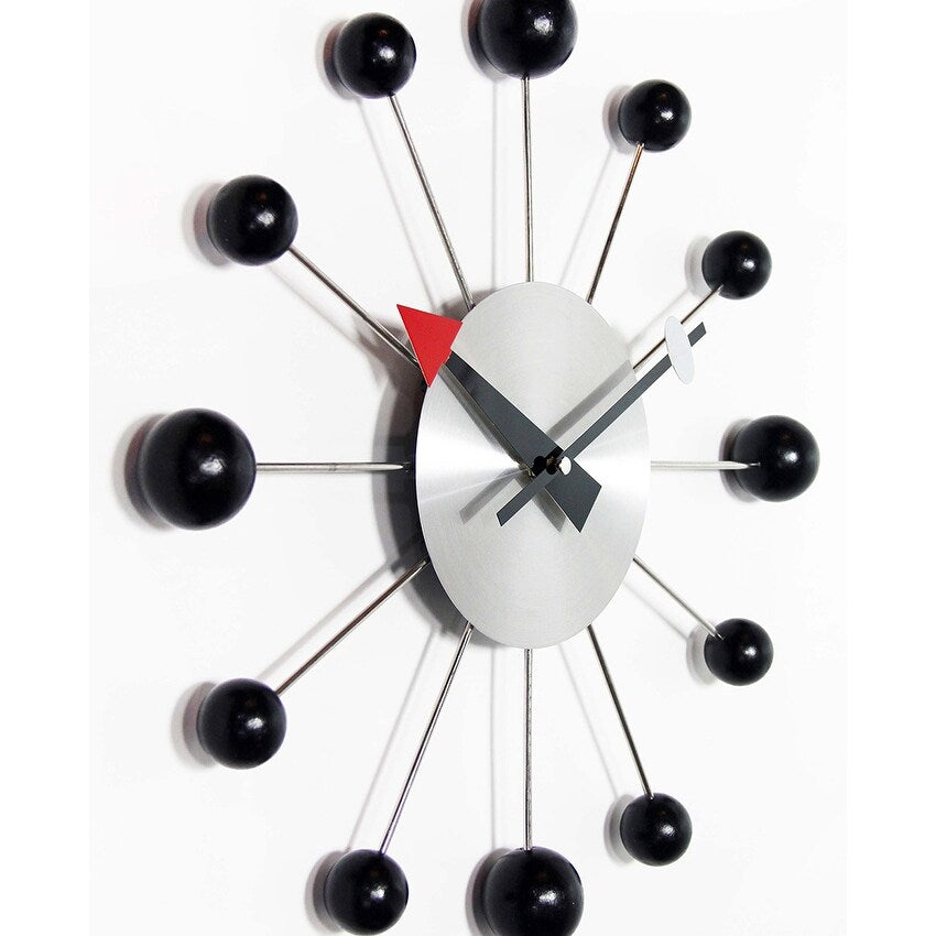 Orb Spoke 15 inch Mid-Century Modern Ball Wall Clock - 15 Inch