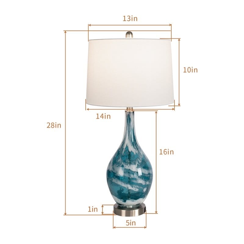 Glass USB Table Lamps (Set of 2 )Modern Bedside Desk Lamp