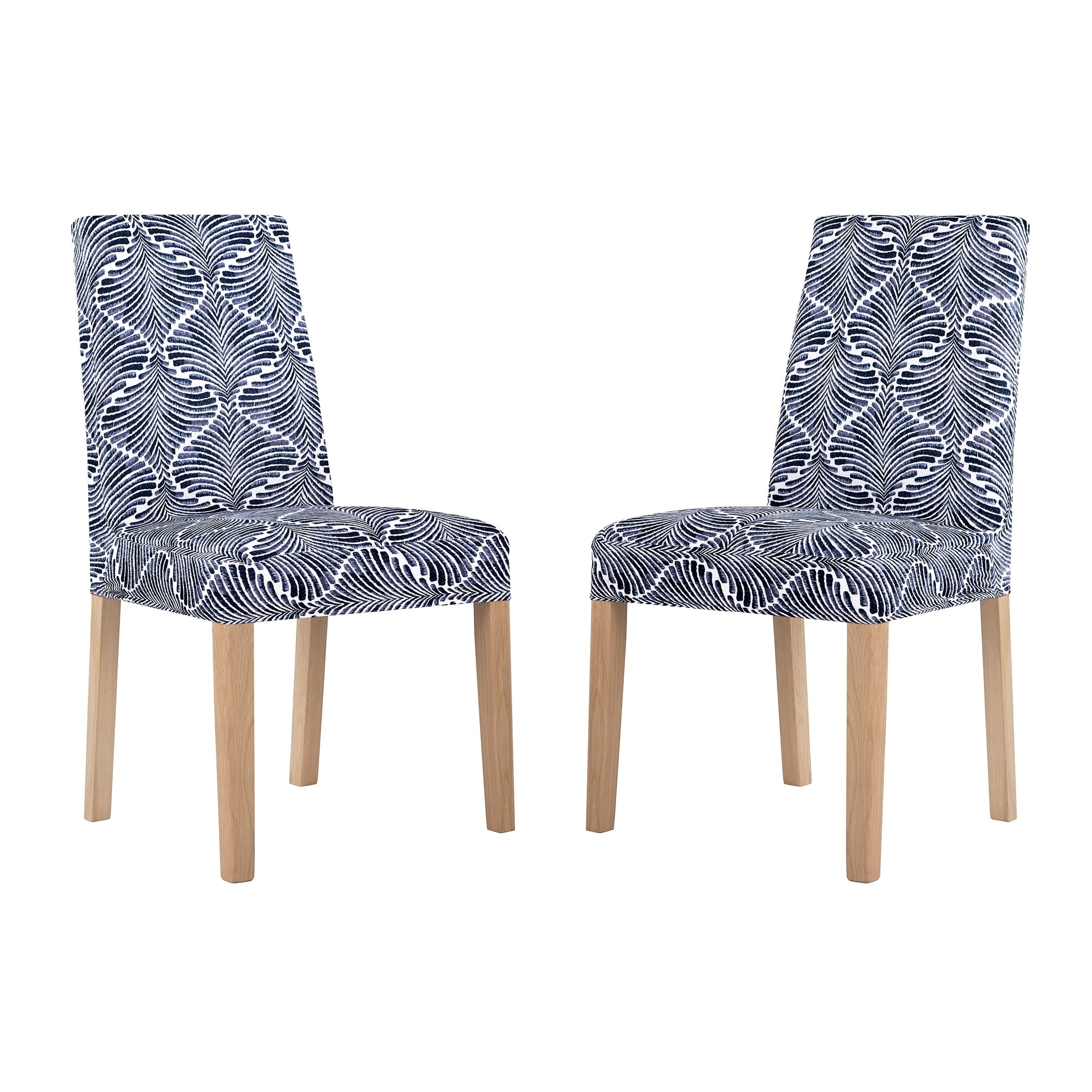 No. 918 Selene 2-pack Ogee Print Stretch Fit Elastic Dining Chair Cover Pair - 28 x 39