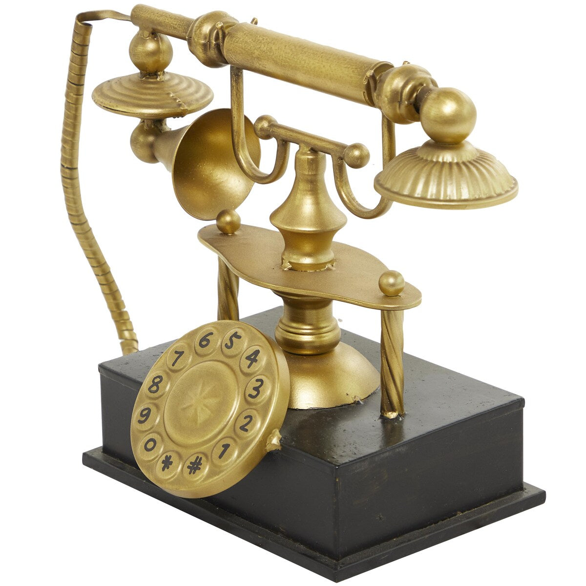 Metal Telephone Decorative Sculpture - Gold - Roche River Decor