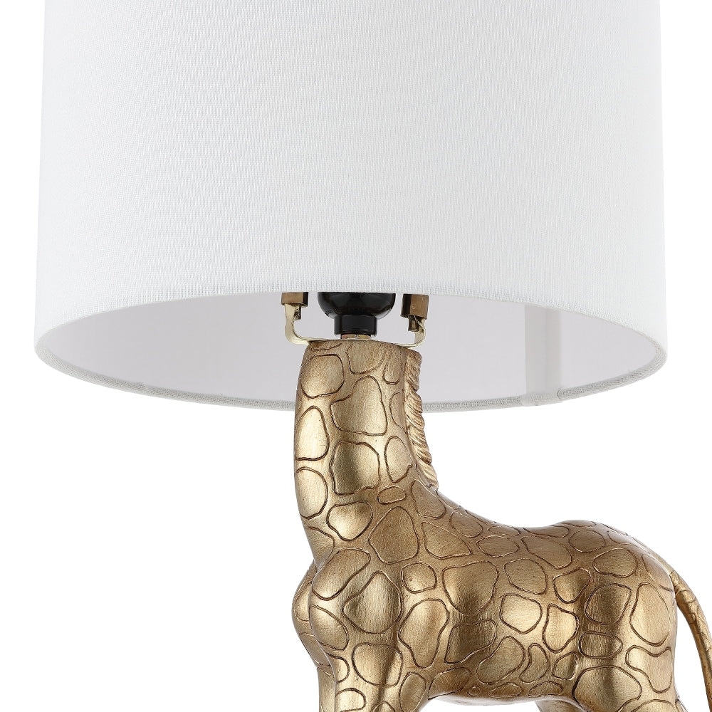 Aaliyah 24in Antique Gold Giraffe Table Lamp with White Linen Shade - 24H