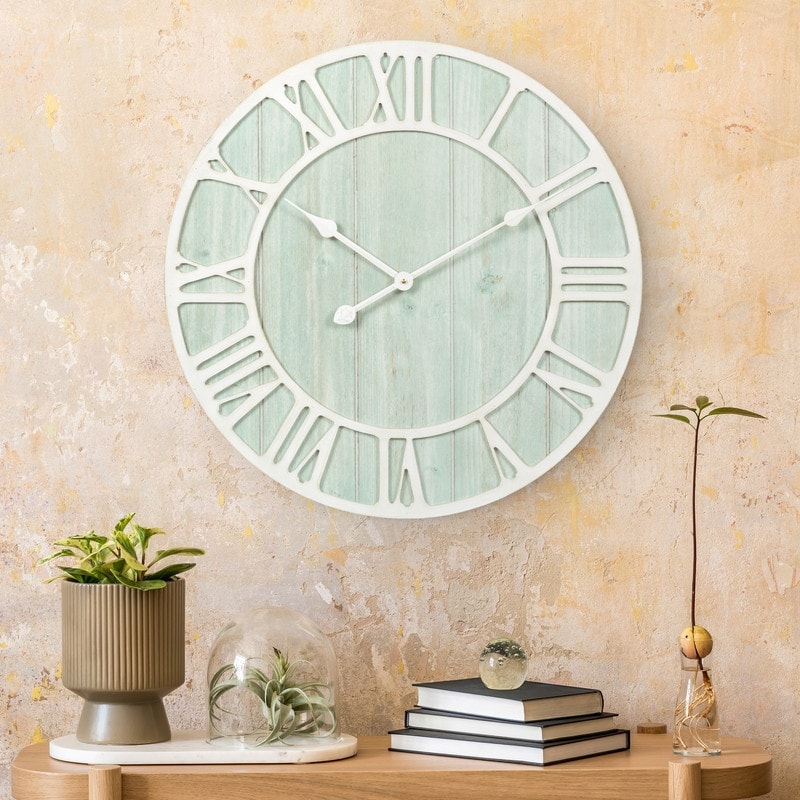 The Gray Barn Cocklebur Green-Blue Quartz Coastal Wall Clock