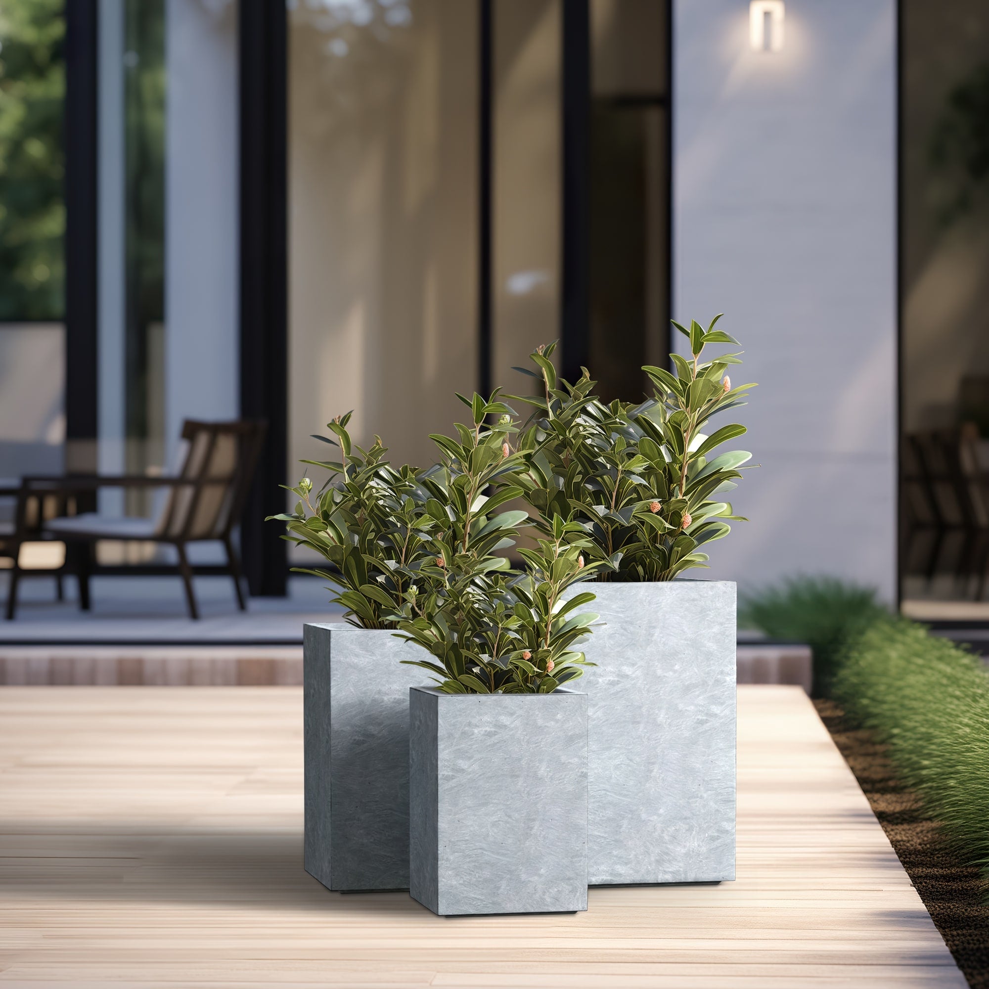 Tall Concrete Rectangle Plant Boxes / Large Indoor and Outdoor Flower Planters