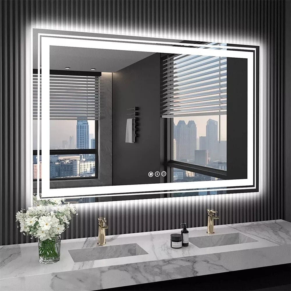 Extra Large LED Lighted Bathroom Mirror Wall Anti-Fog Vanity 3 Colors