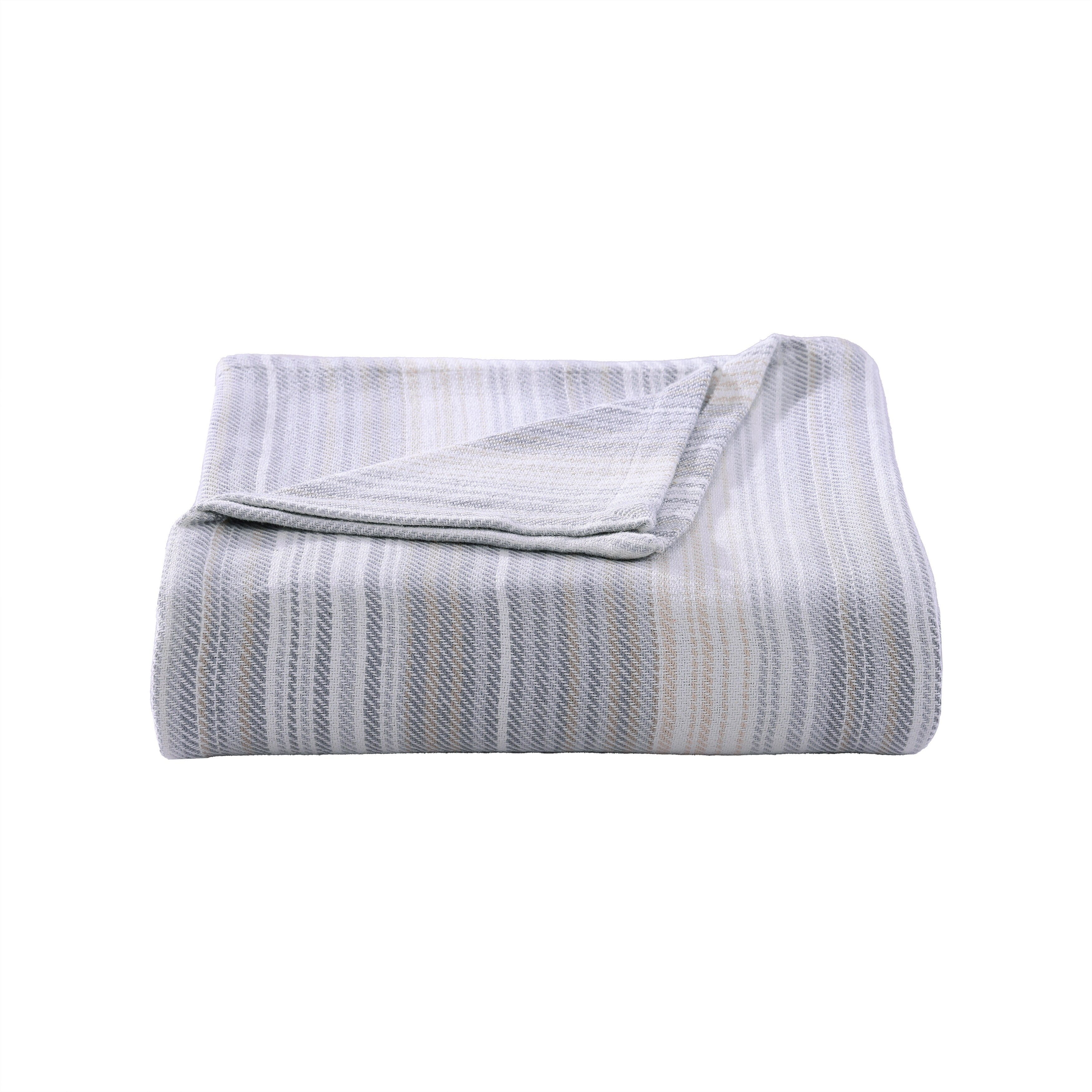 Tommy Bahama Sandy Shore Stripe Cotton Woven Reversible Blanket